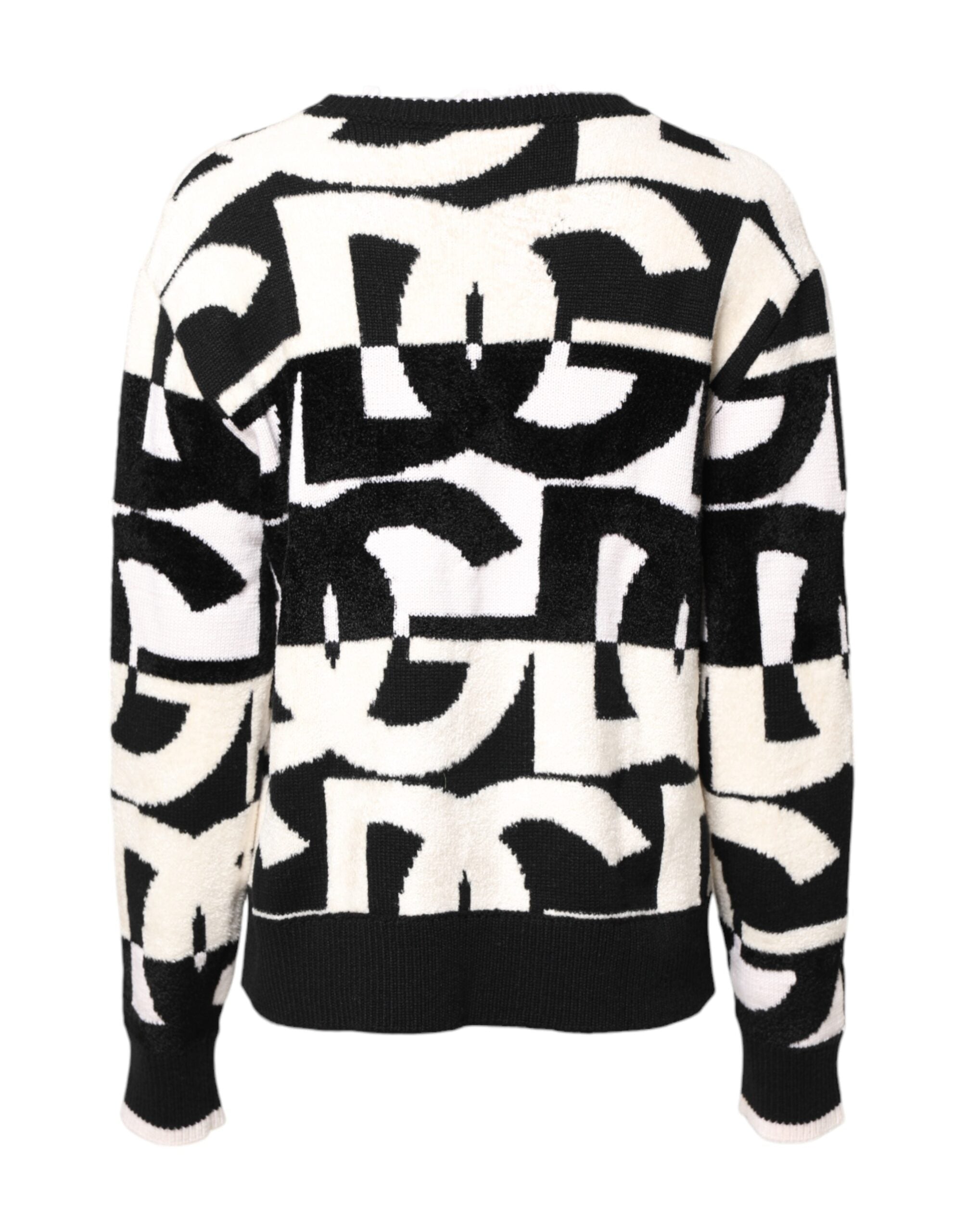 Suéter Dolce & Gabbana con estampado de logotipo en blanco y negro para mujer-4