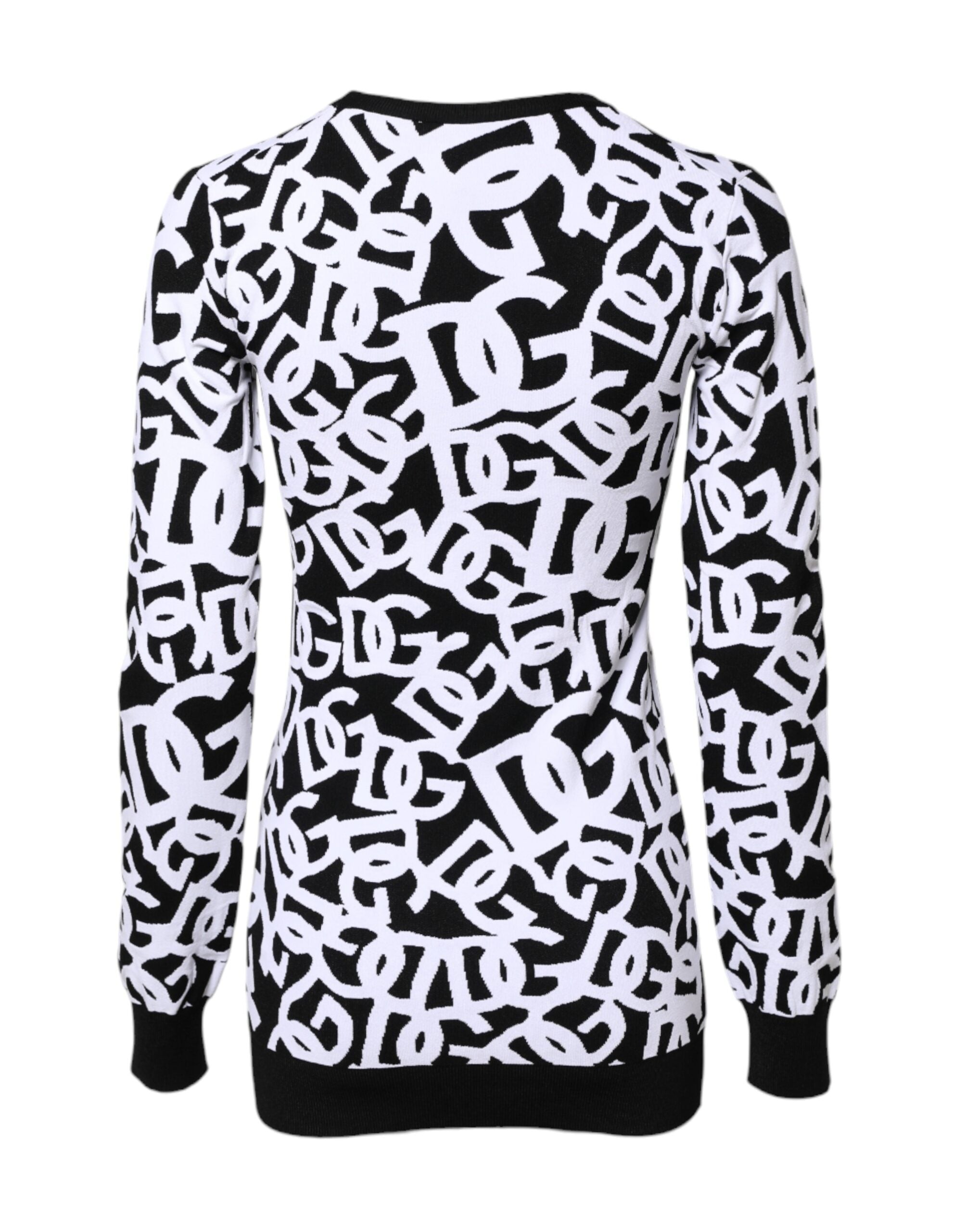 Dolce & Gabbana Black and White Logo Print Women's Sweater-4