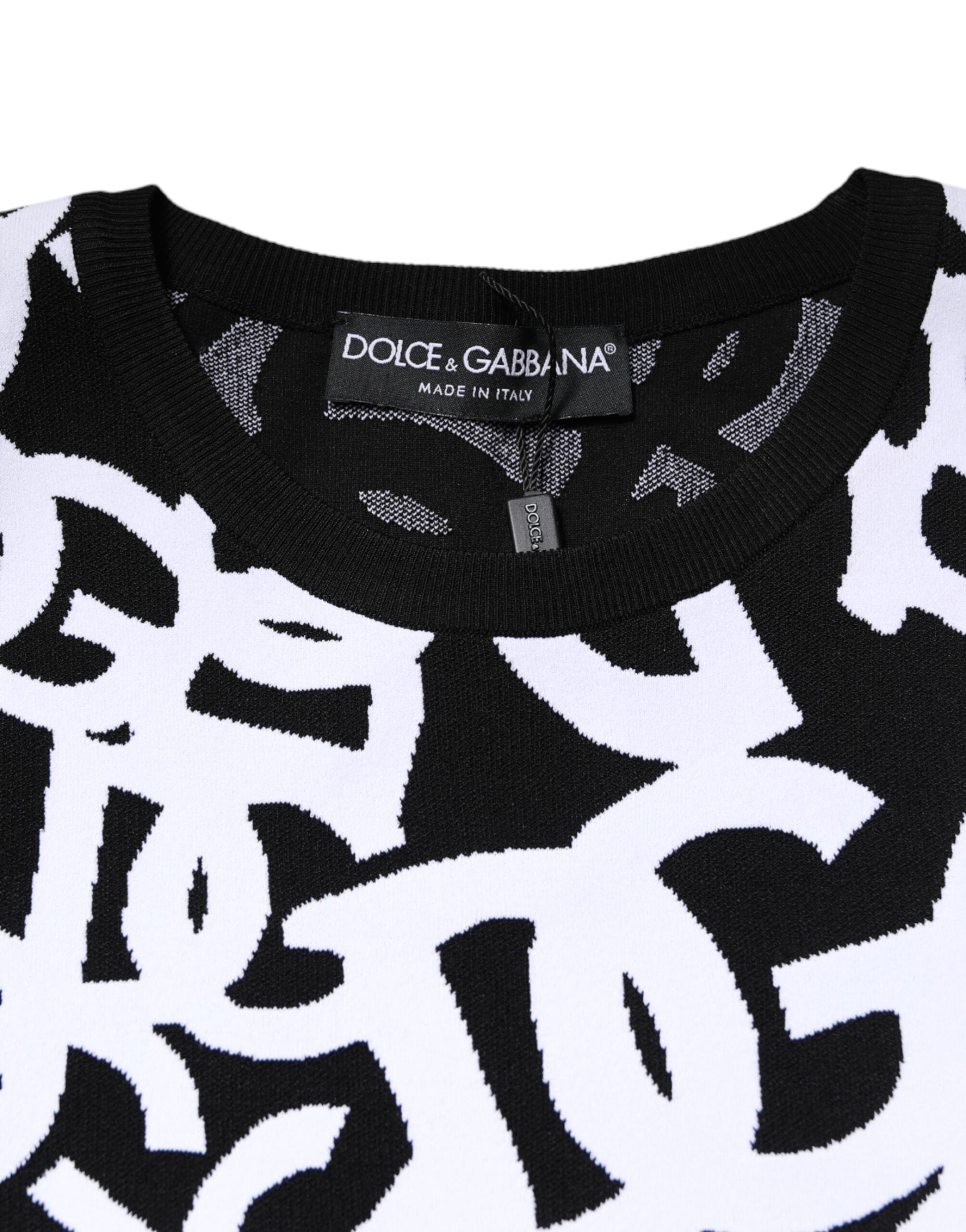Dolce & Gabbana Black and White Logo Print Women's Sweater-5