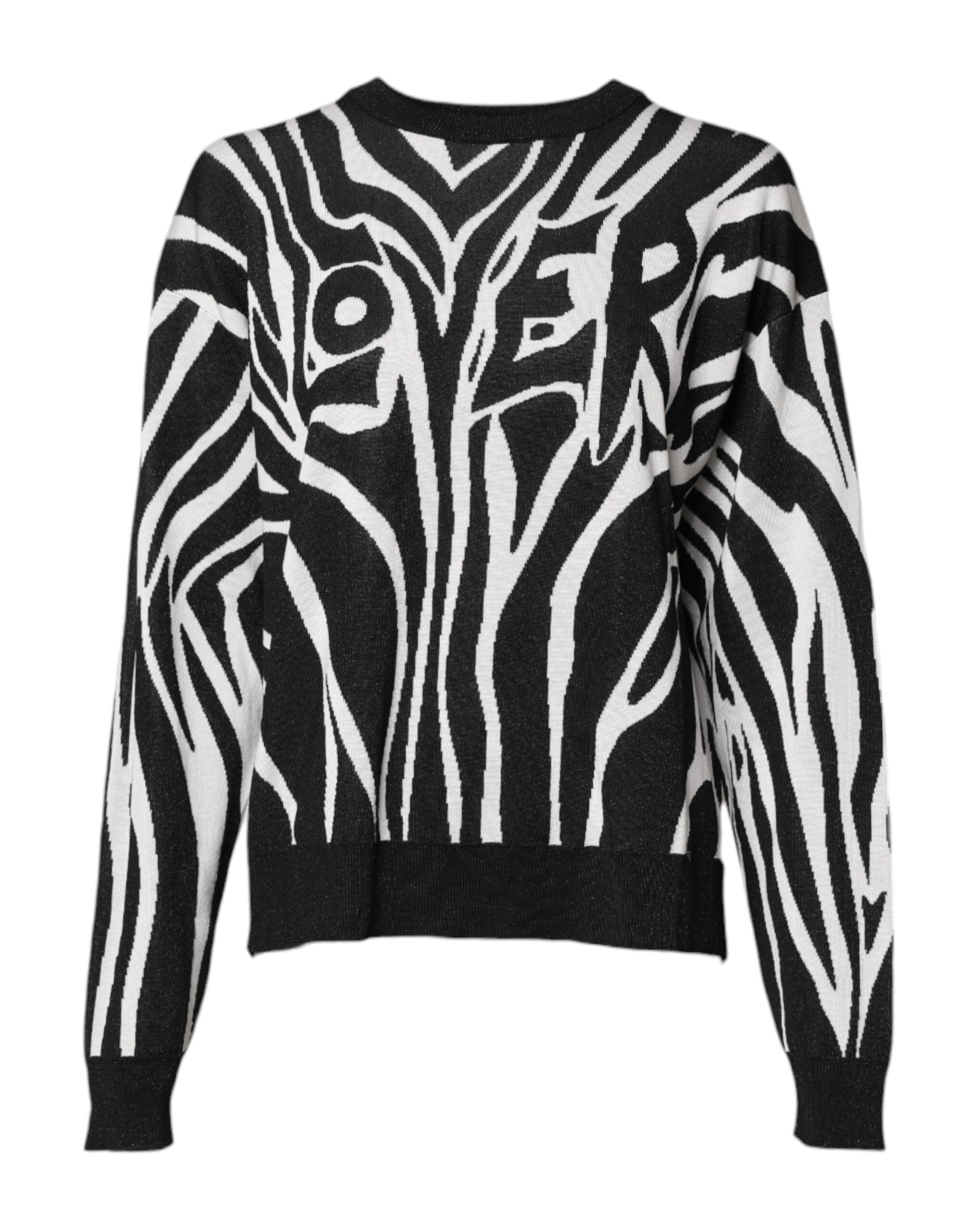 Dolce & Gabbana Black and White Print Women's Pullover Sweater-2