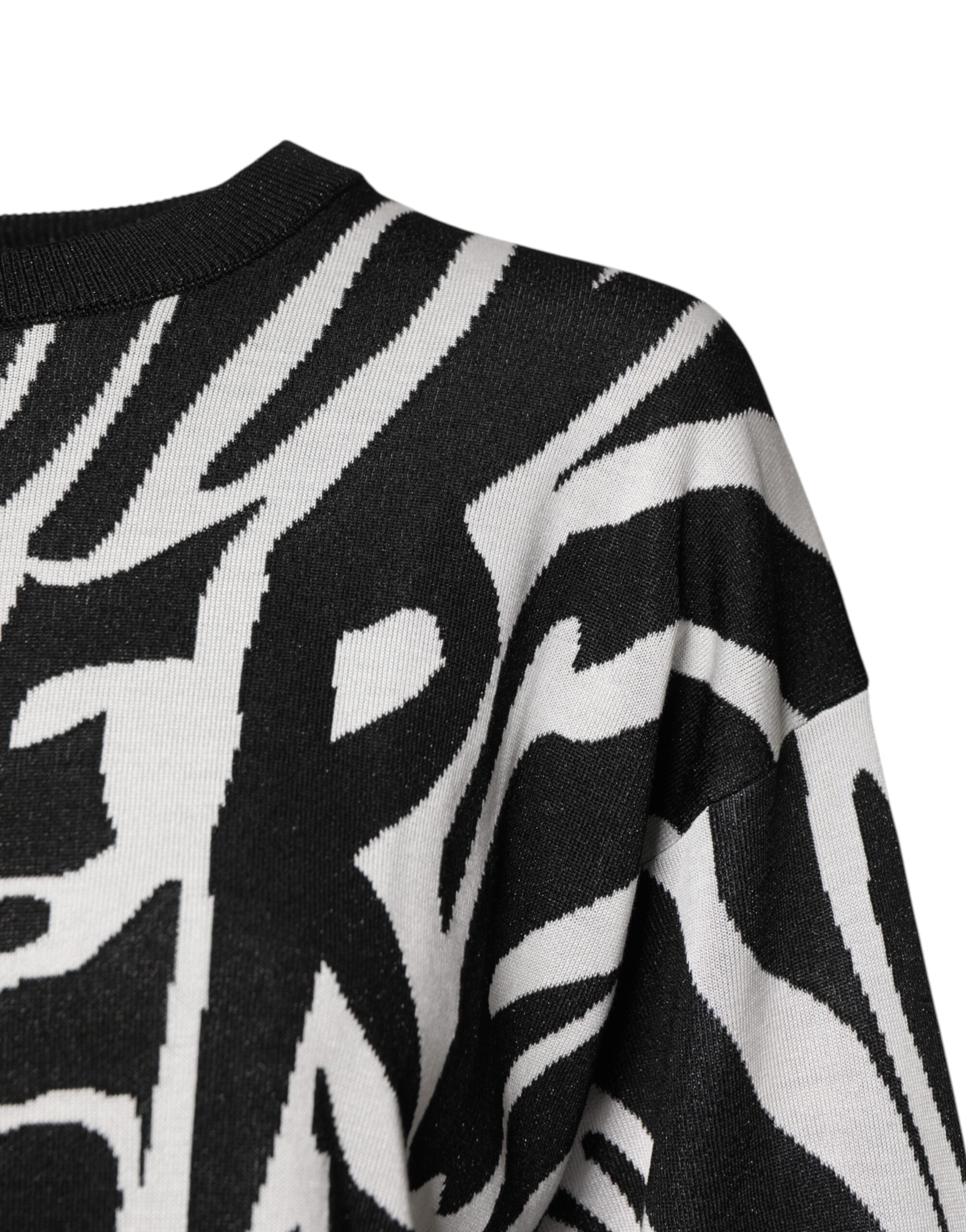Dolce & Gabbana Black and White Print Women's Pullover Sweater-3