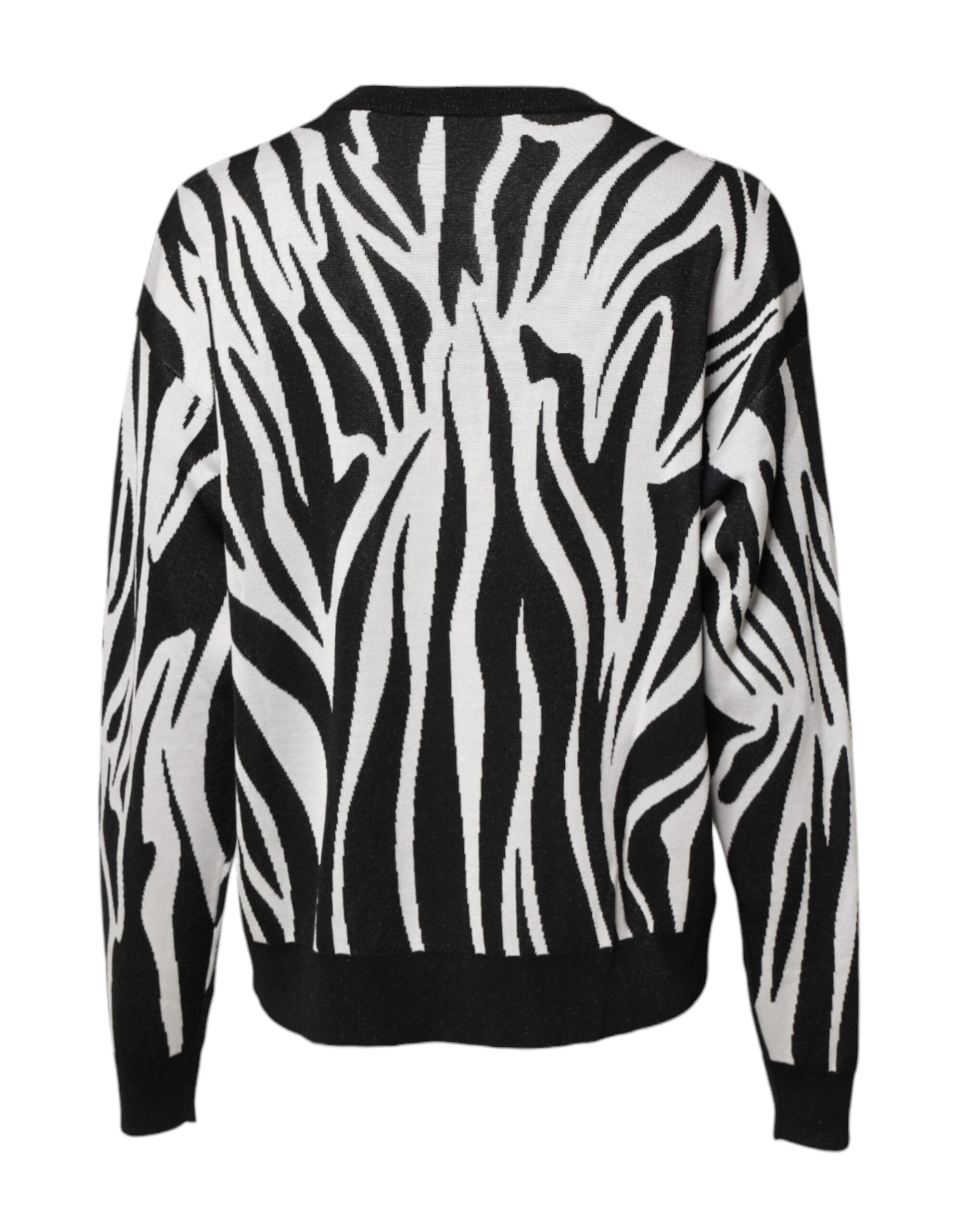 Dolce & Gabbana Black and White Print Women's Pullover Sweater-4