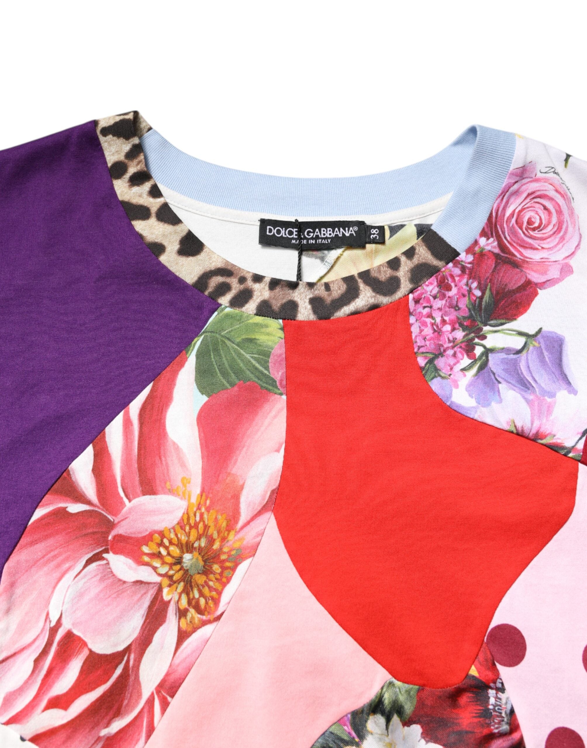 Dolce & Gabbana Multicolor Patchwork Kurzarmbluse Top-5