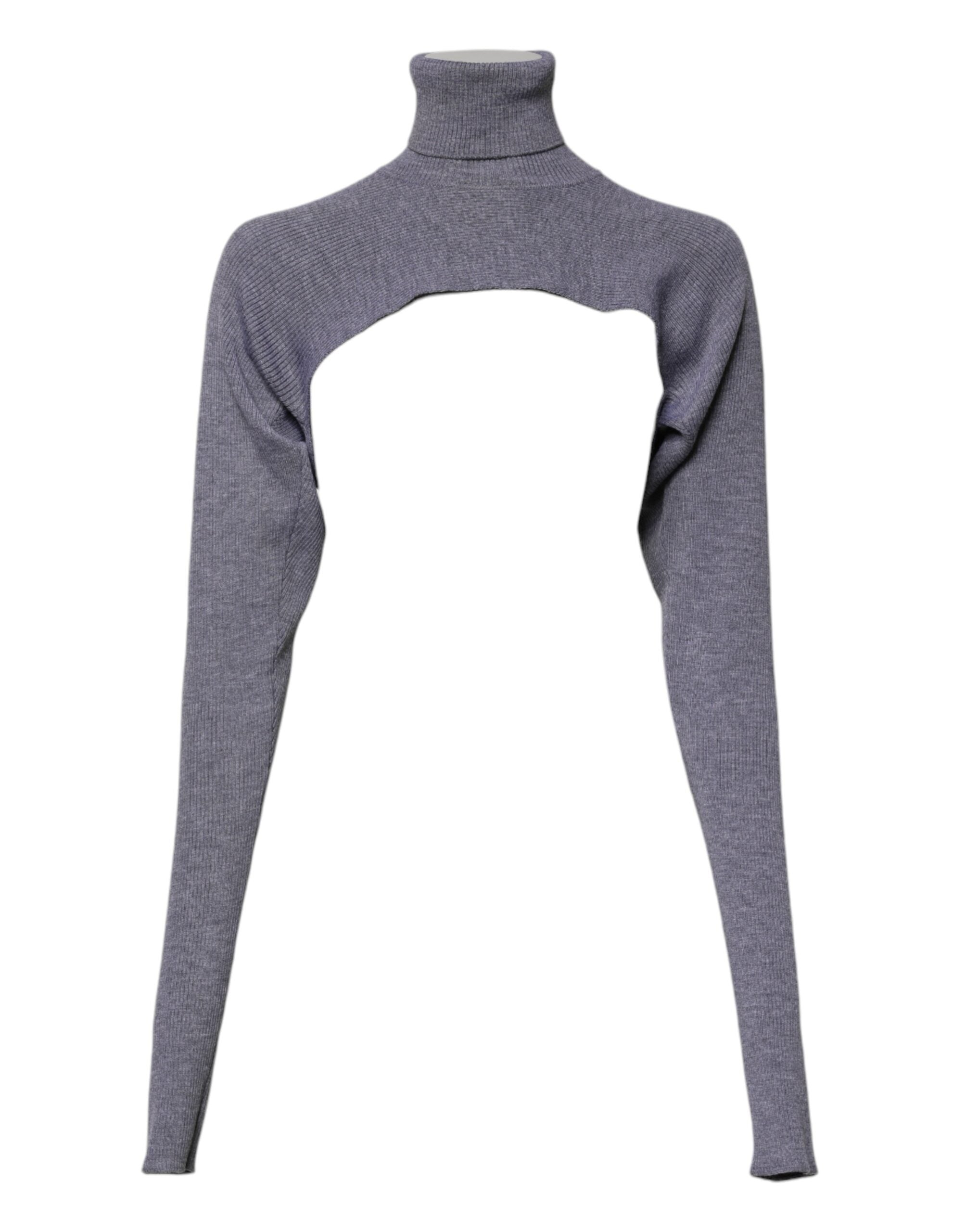 Dolce & Gabbana Grey Wool Knit Roll Neck Sweater with Round Neck-2