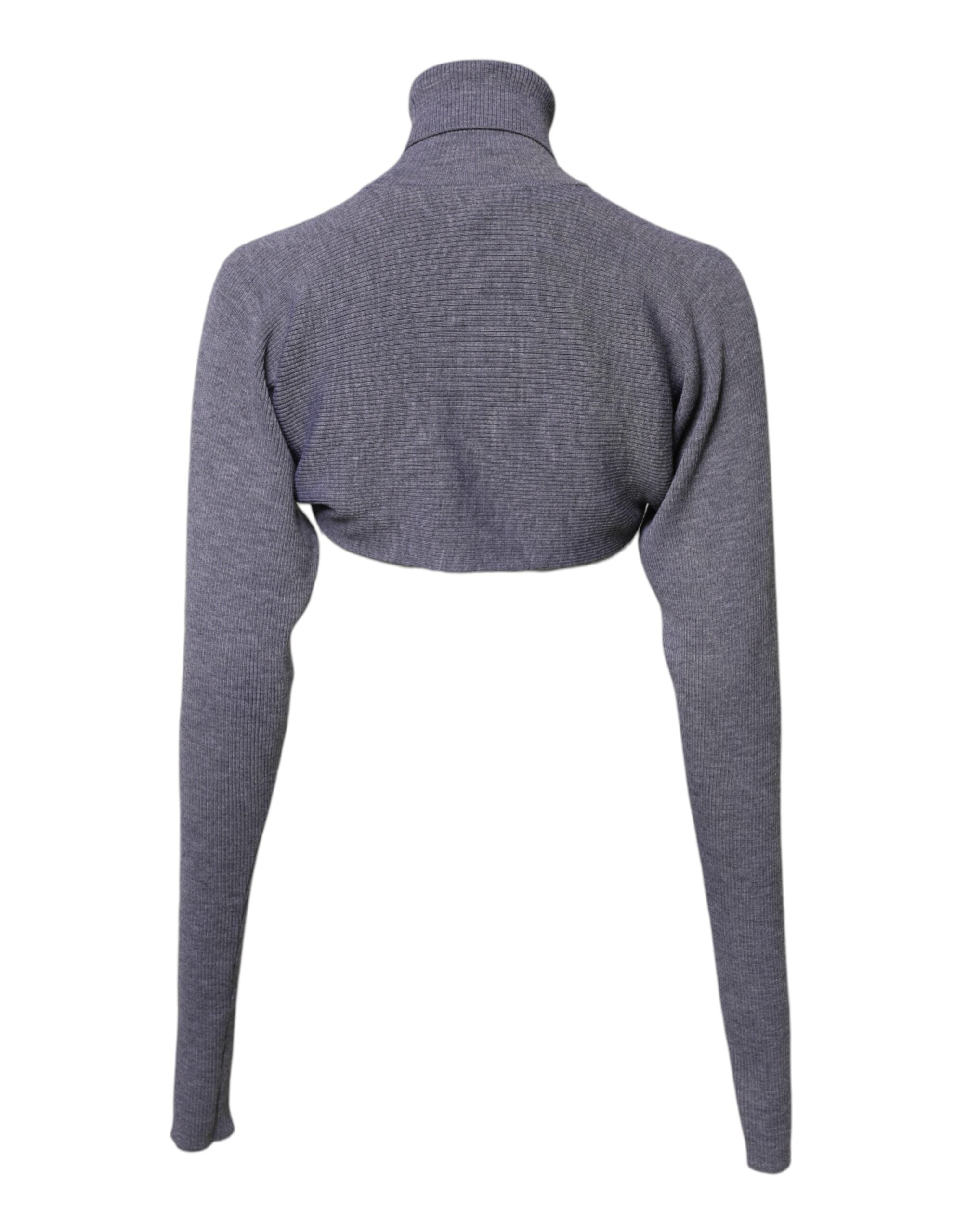 Dolce & Gabbana Grey Wool Knit Roll Neck Sweater with Round Neck-4