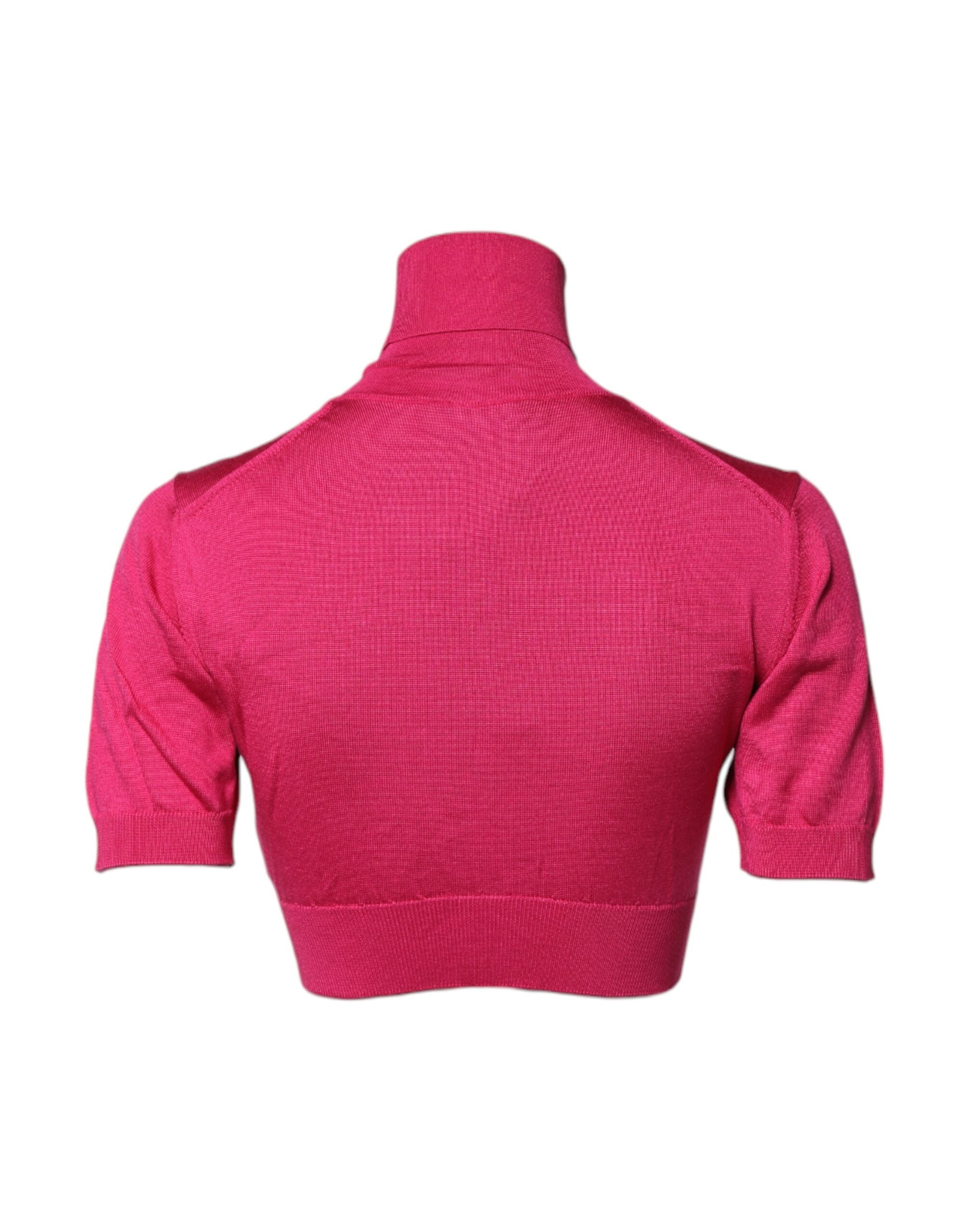 Dolce & Gabbana Pink Silk Knit Turtleneck Sweater-4