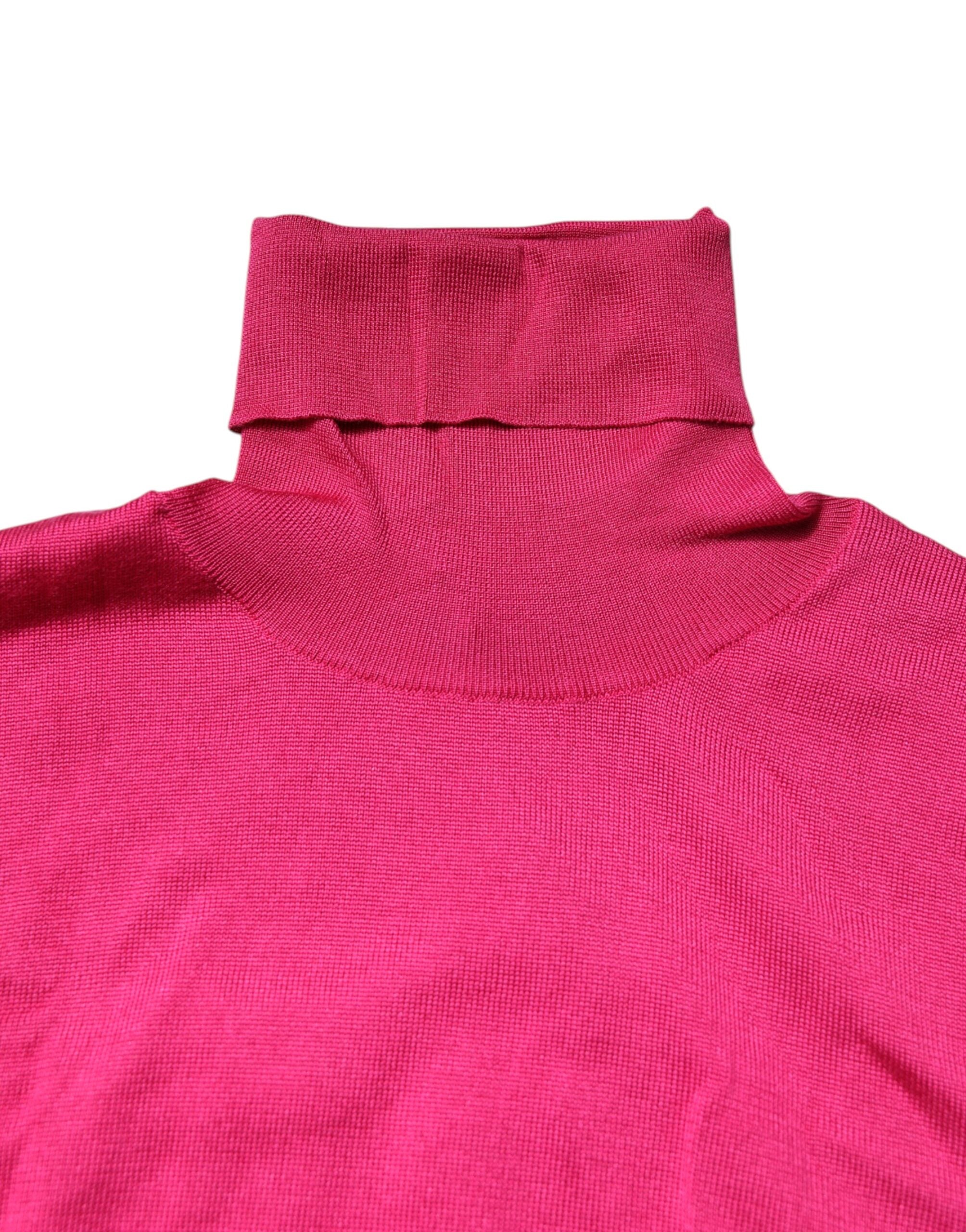 Dolce & Gabbana Pink Silk Knit Turtleneck Sweater-5