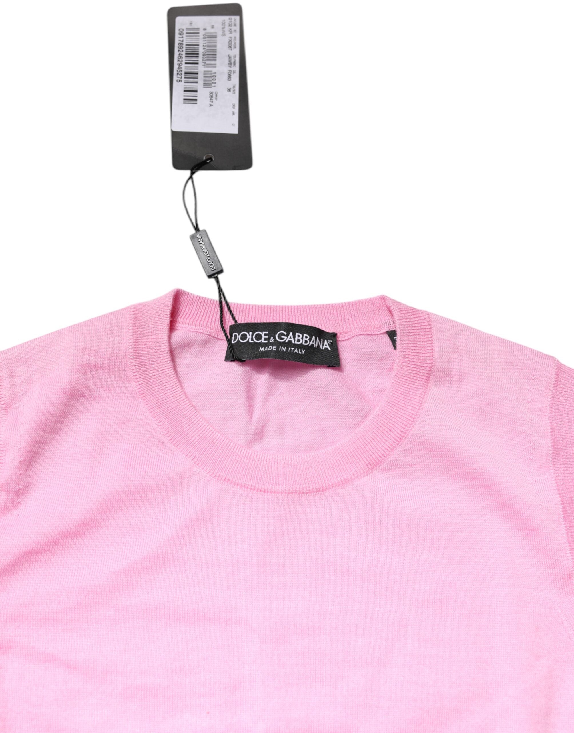 Dolce & Gabbana Pink Cashmere Round Neck Sleeveless Tank Top-5