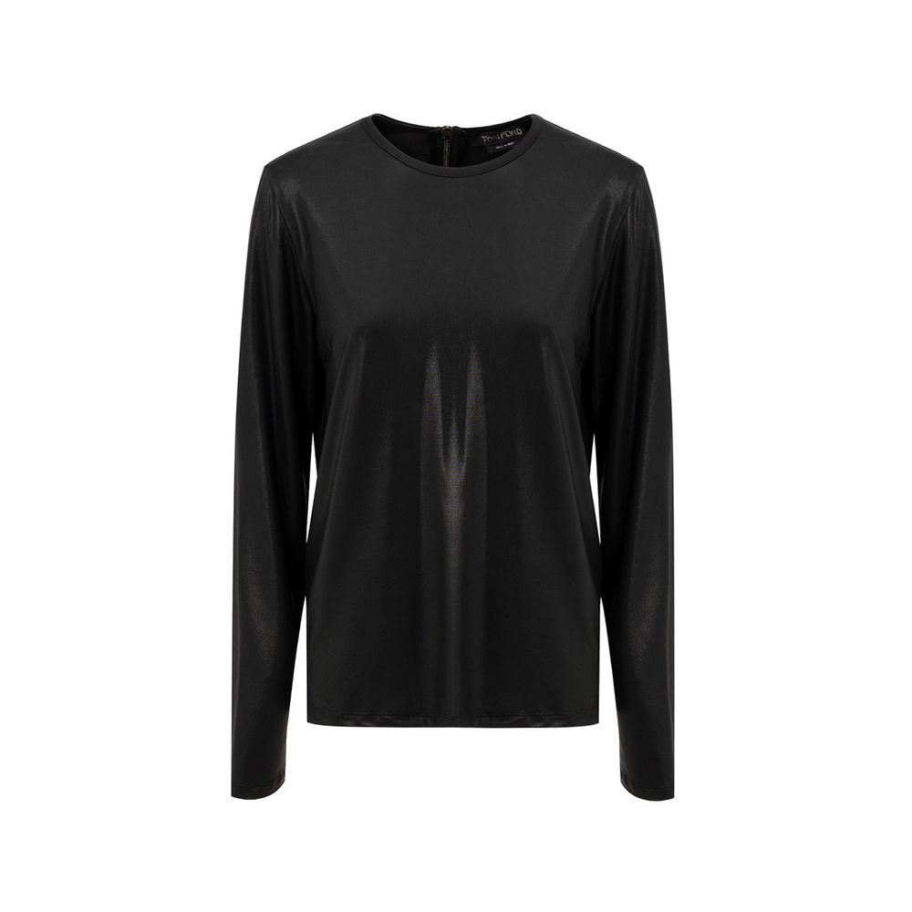 Tom Ford Schwarzes Viskose-Langarmshirt-1