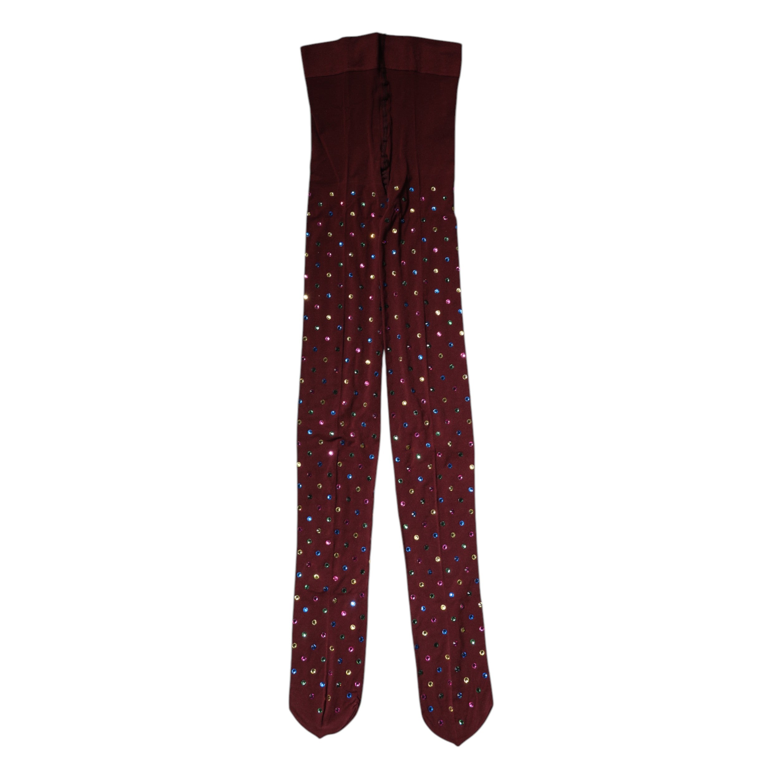 Dolce & Gabbana Chestnut Brown Nylon Tights with Crystal Embellishment-5