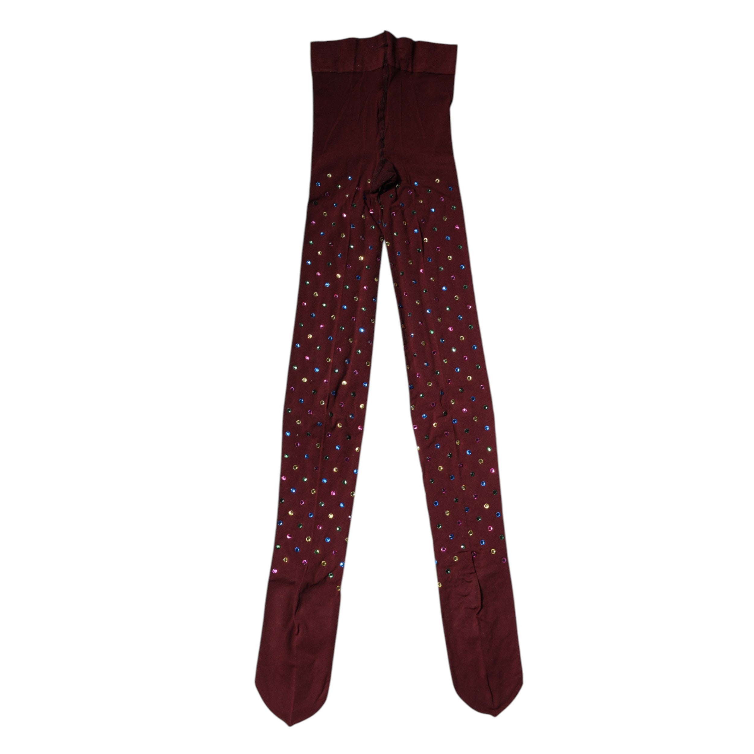 Dolce & Gabbana Chestnut Brown Nylon Tights with Crystal Embellishment-6