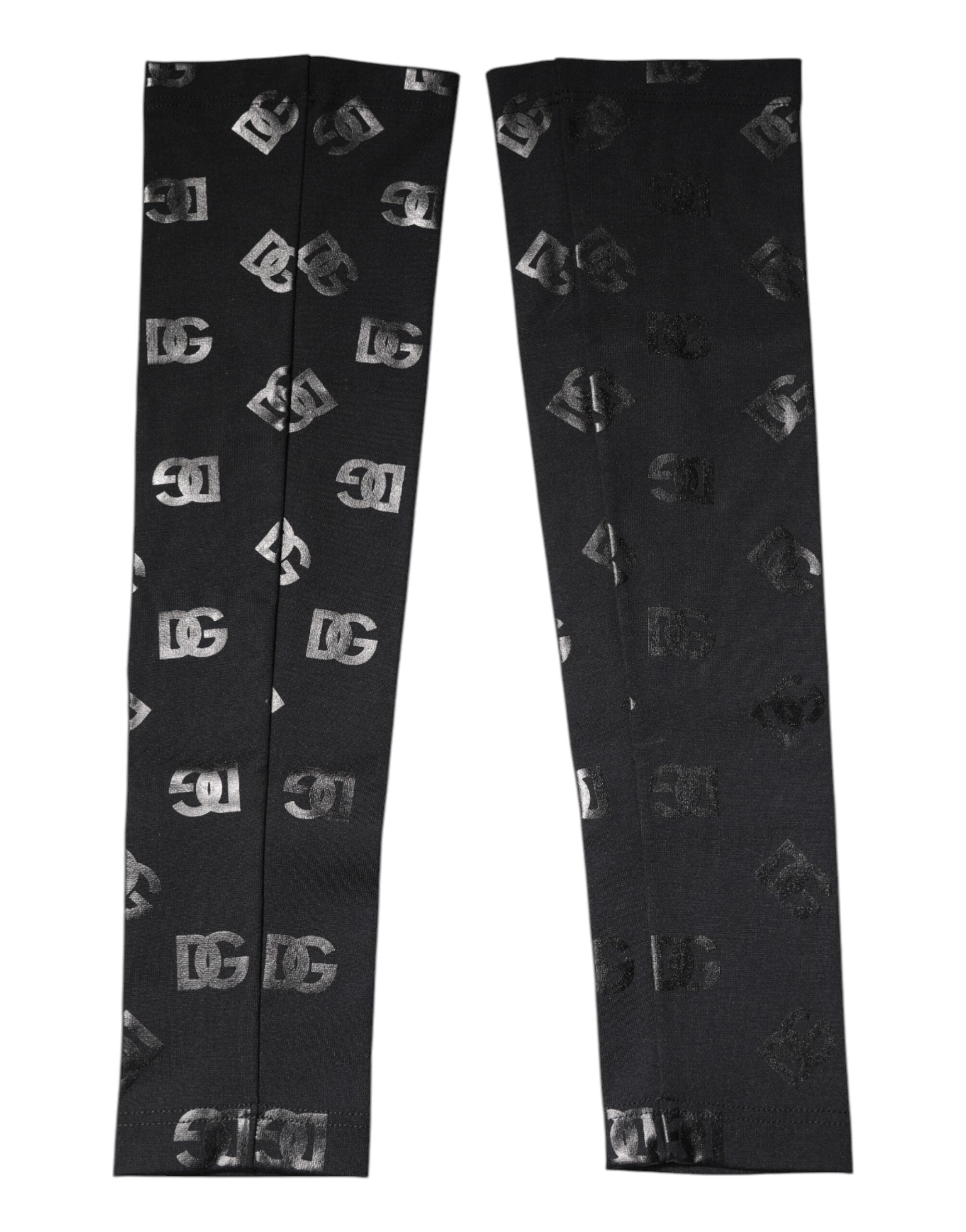 Dolce & Gabbana Schwarze DG-Logo-Monogramm-Wollstretch-Armstulpen-1