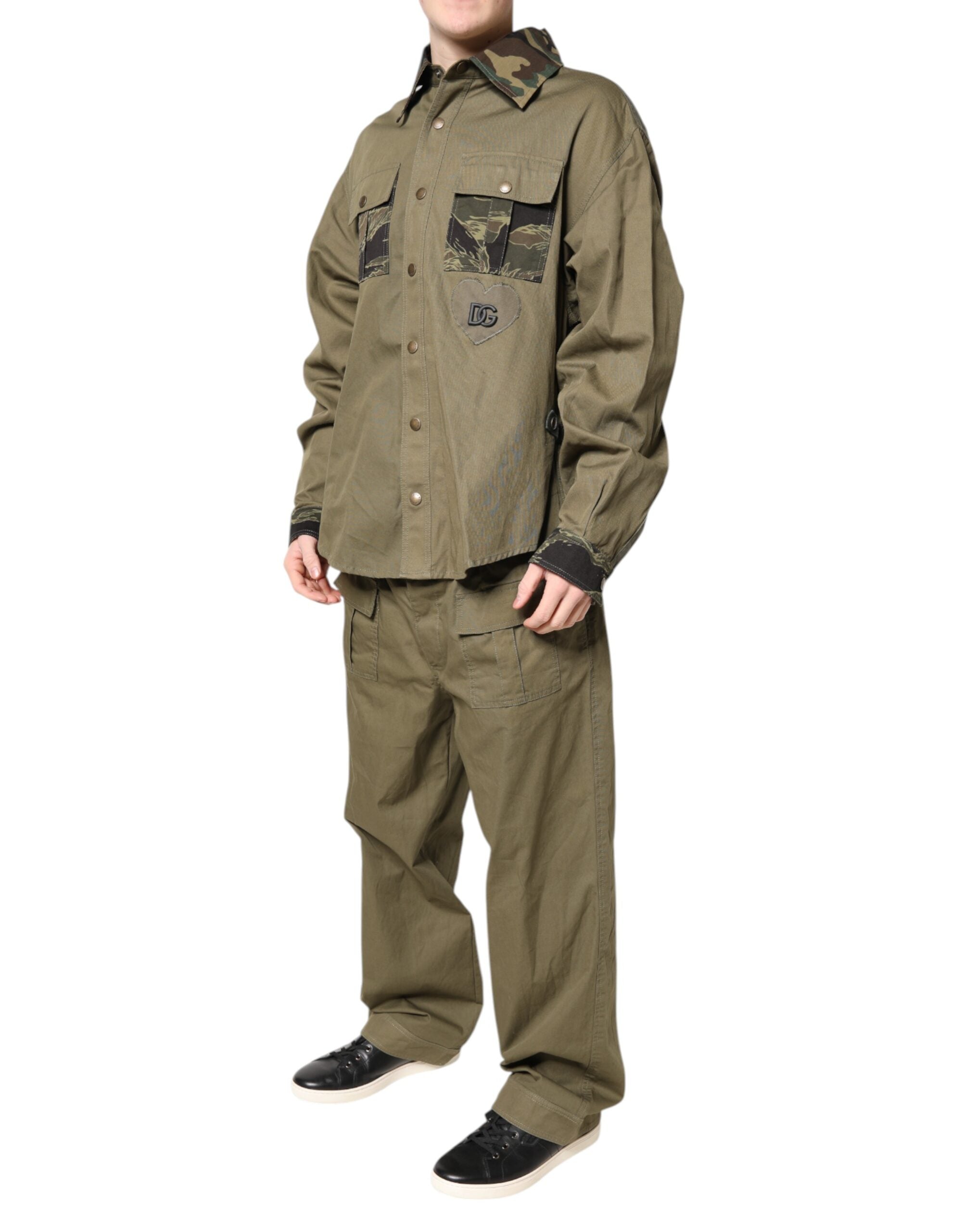 Dolce & Gabbana Brown Cotton Stretch Shirt and Trousers Leisure Set-3