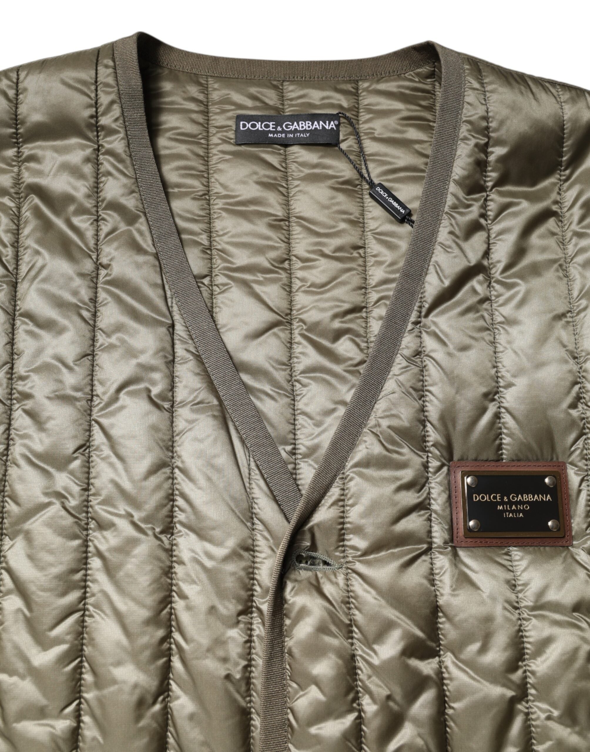 Dolce & Gabbana Brown Logo Plaque Quilted Vest Jacket-5