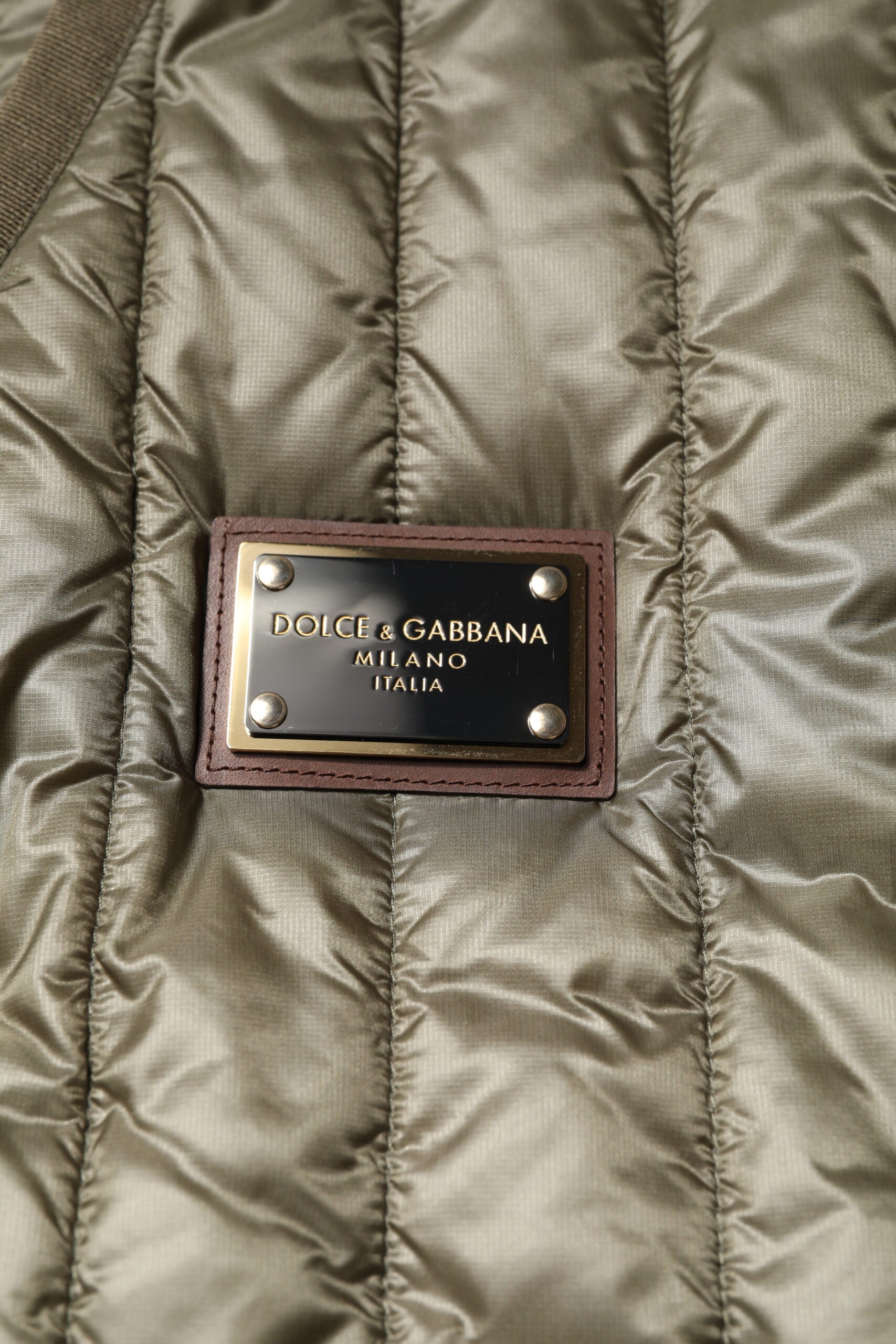 Dolce & Gabbana Brown Logo Plaque Quilted Vest Jacket-6