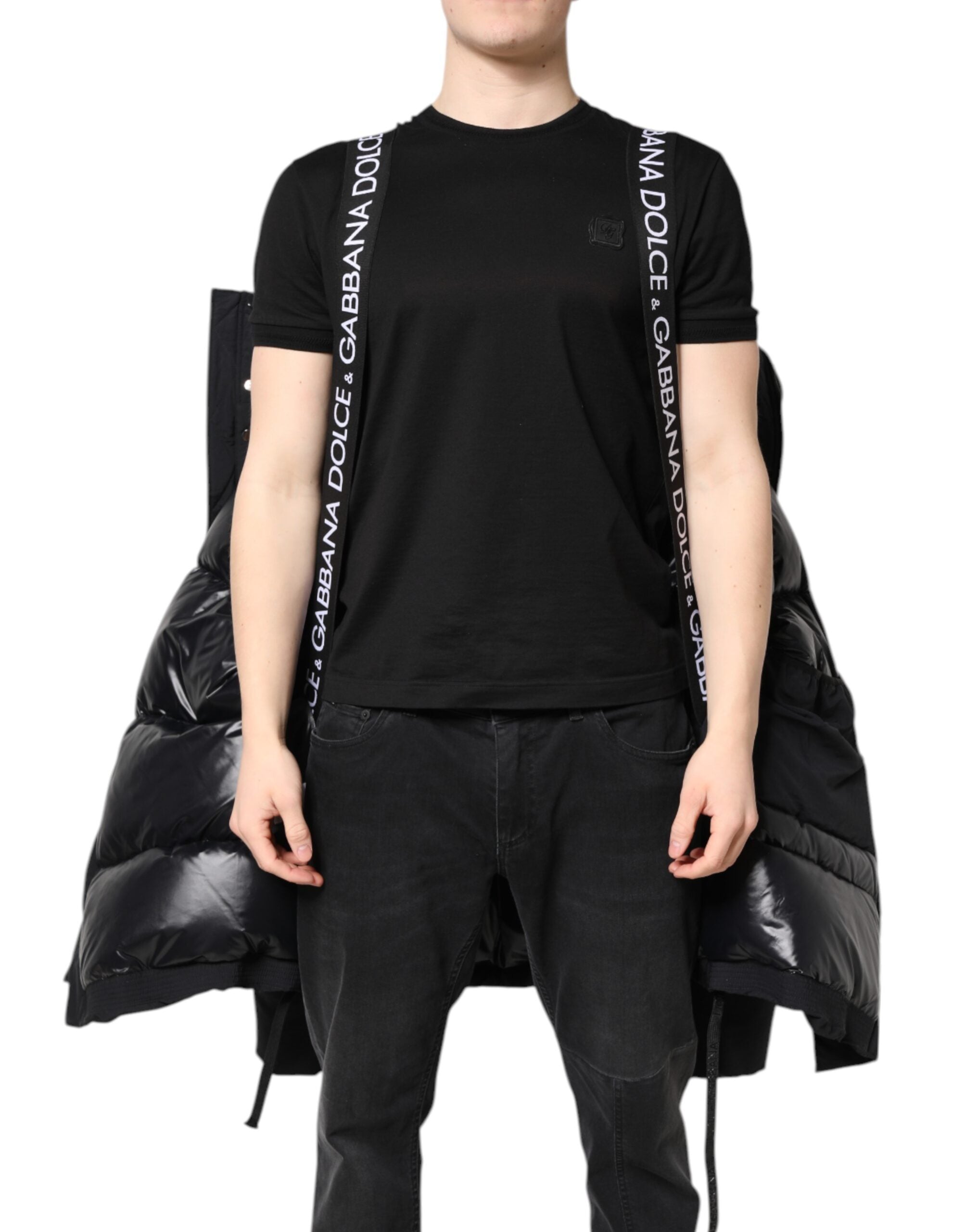 Parka de nailon negra con capucha y cremallera de Dolce & Gabbana-5