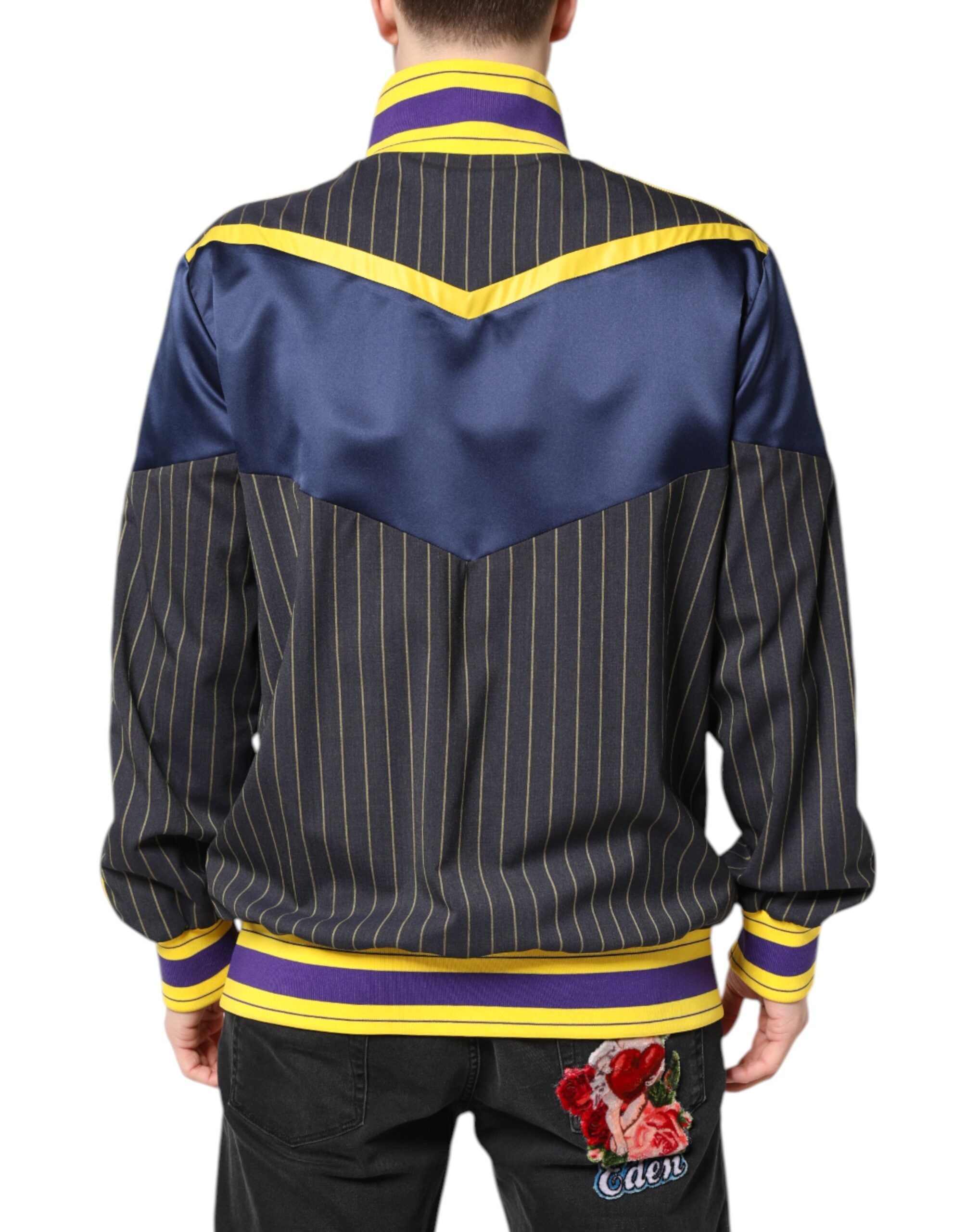 Dolce & Gabbana black striped logo bomber jacket with full zip-4