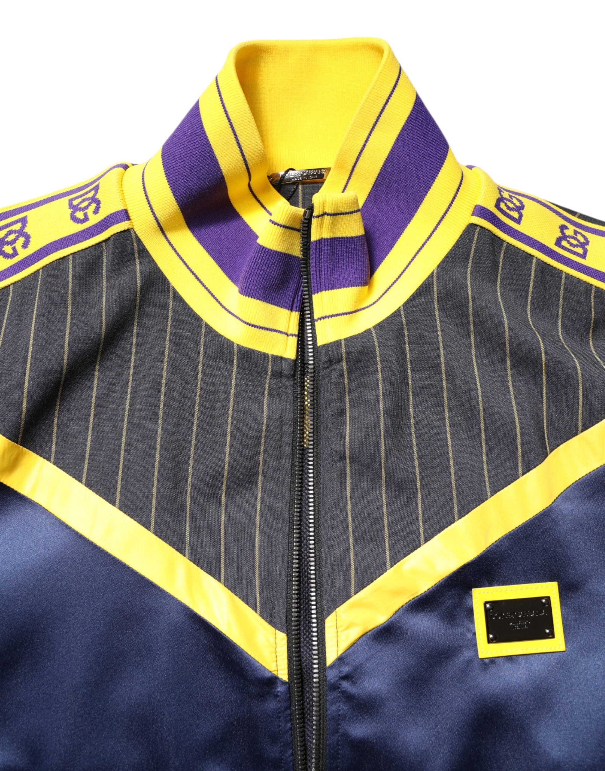 Dolce & Gabbana black striped logo bomber jacket with full zip-5