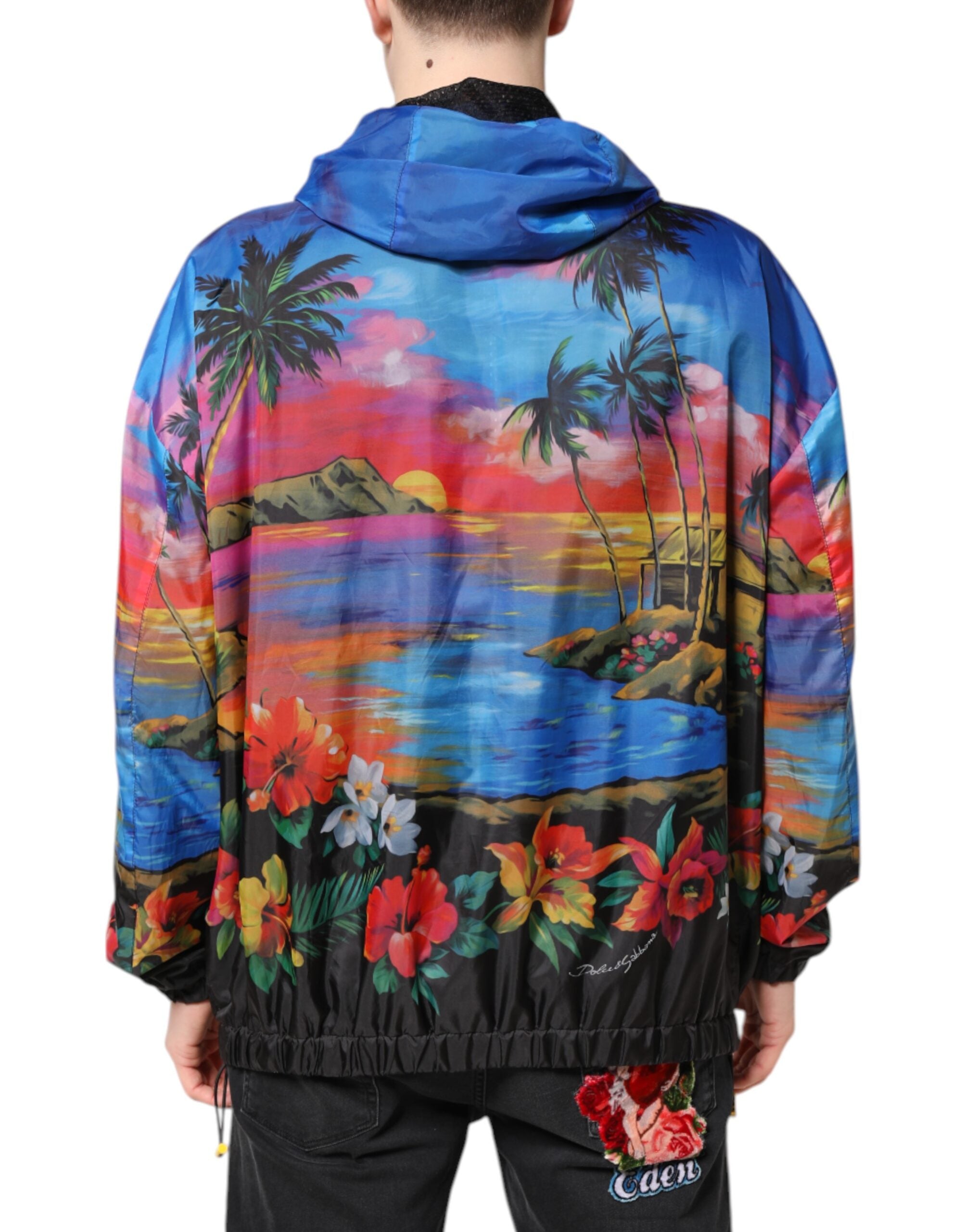 Dolce & Gabbana multi-colored printed windbreaker jacket with hood-4