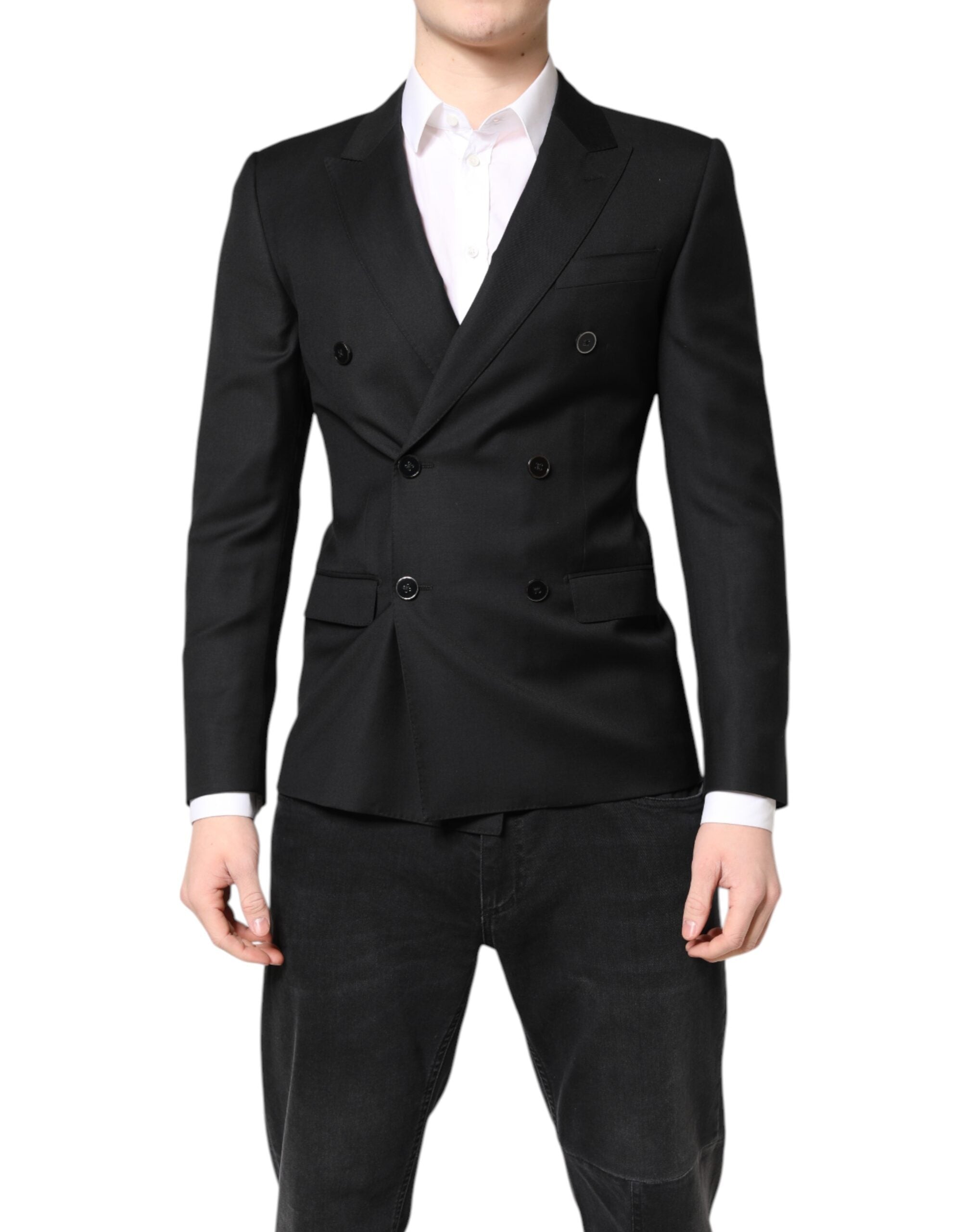 Dolce & Gabbana Black MARTINI Double-Breasted Coat Blazer-1