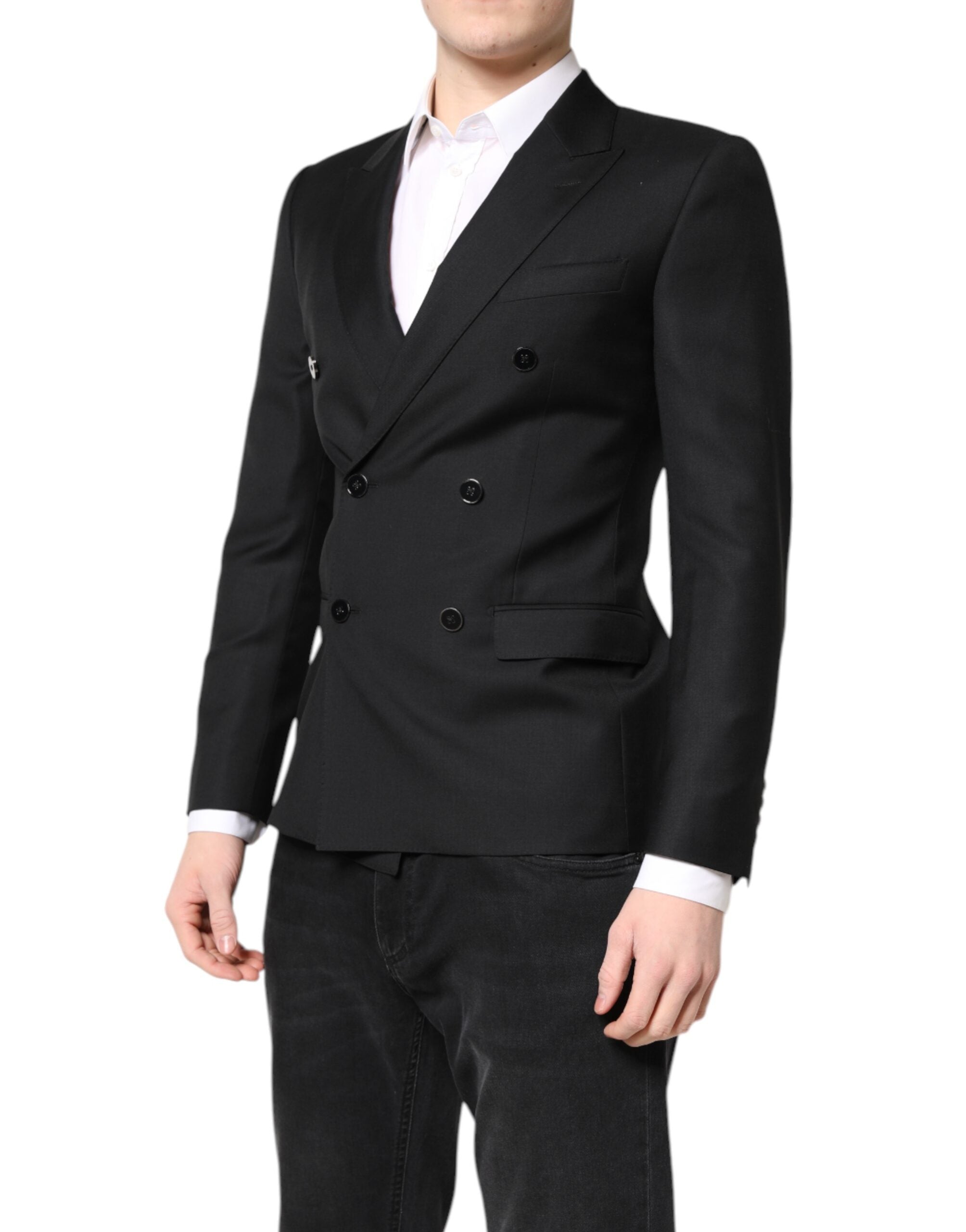 Dolce & Gabbana Black MARTINI Double-Breasted Coat Blazer-3