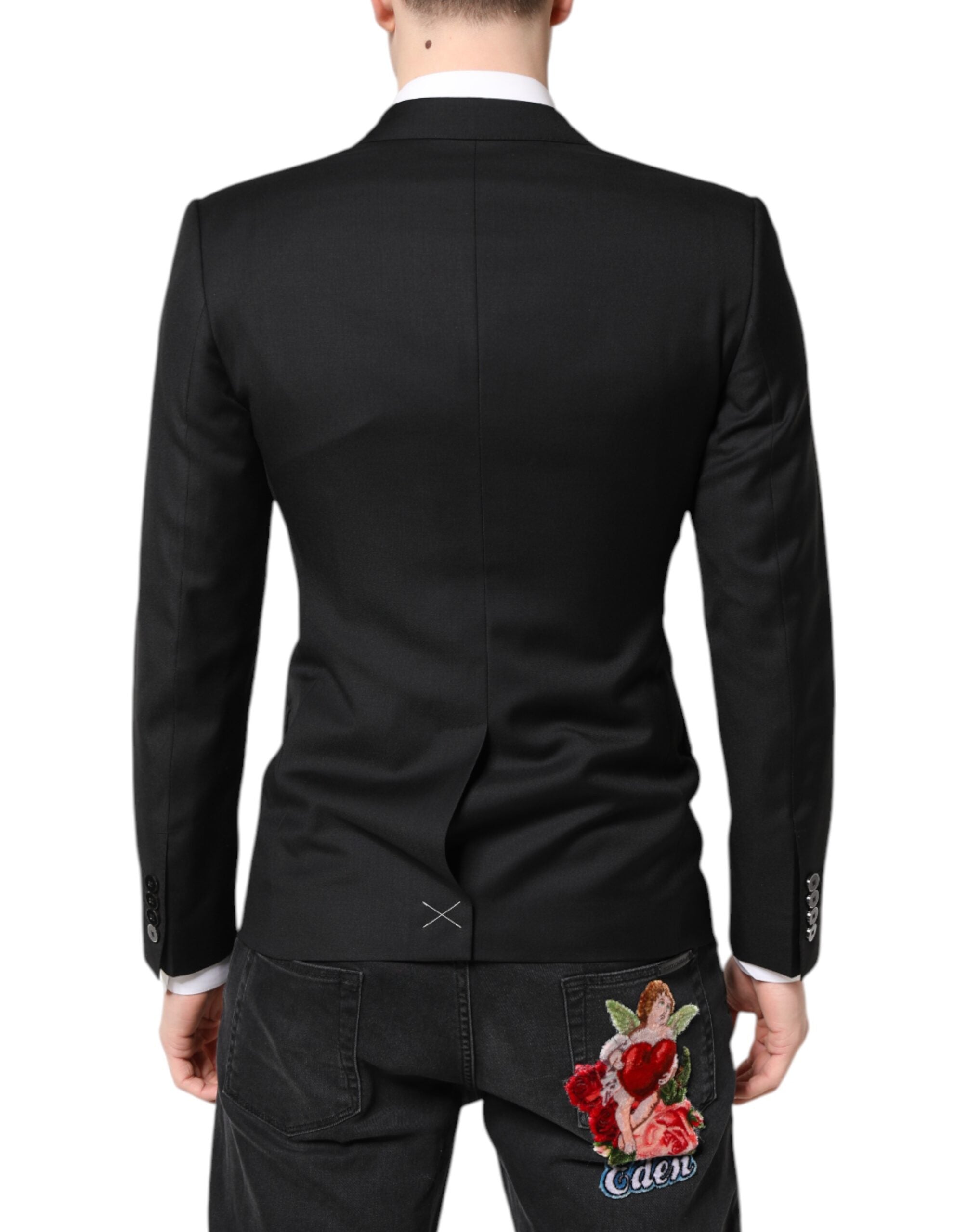 Dolce & Gabbana Black MARTINI Double-Breasted Coat Blazer-4