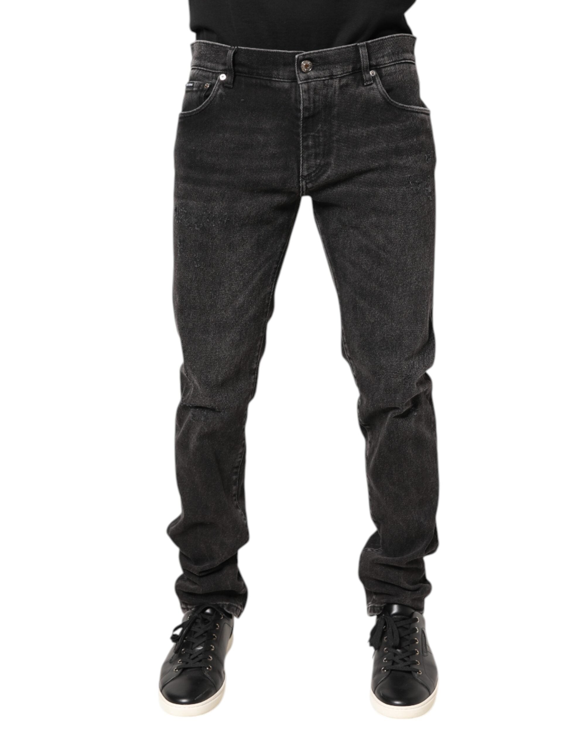 Dolce & Gabbana Grey Skinny Denim Jeans in Washed Cotton