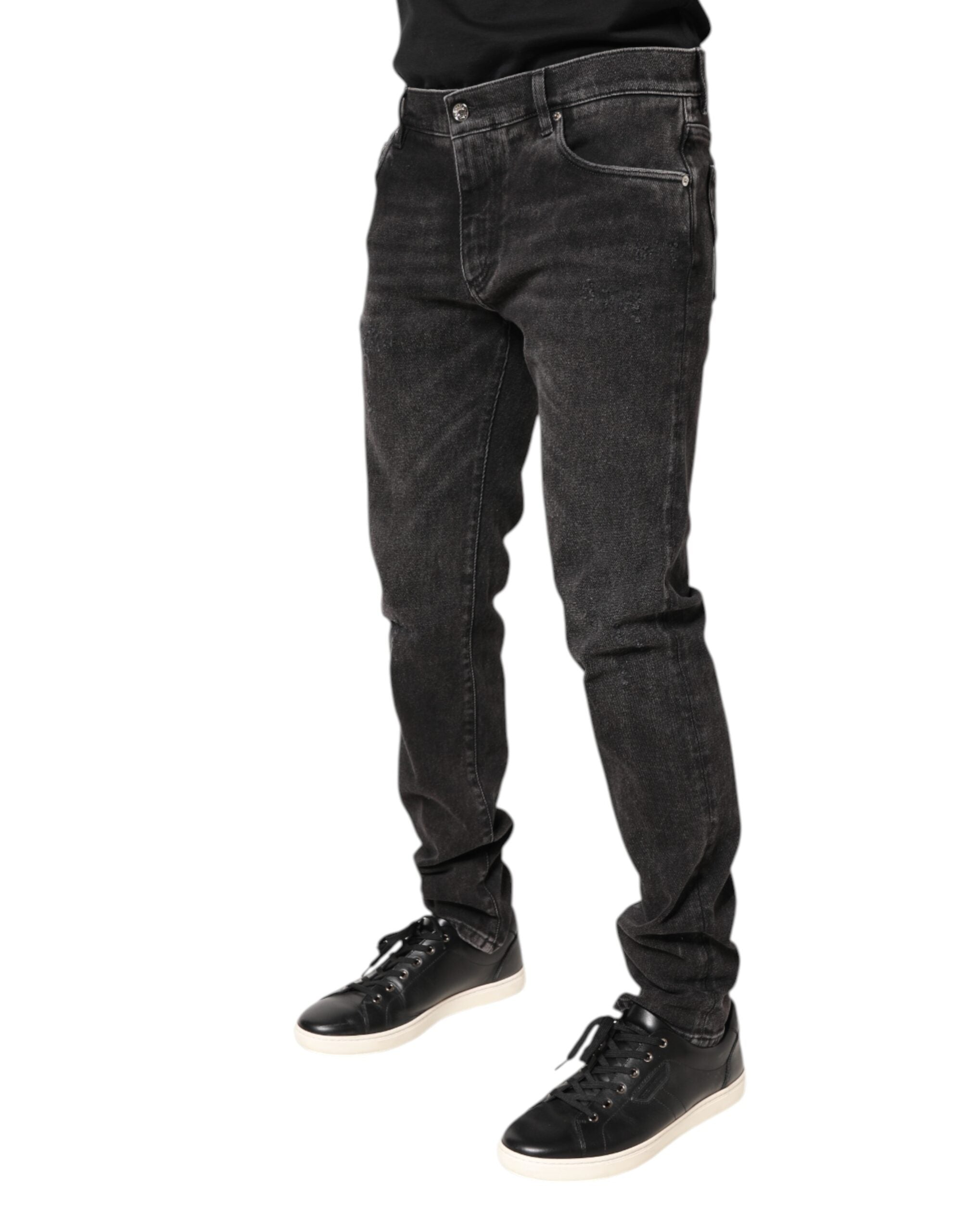 Dolce & Gabbana Grey Skinny Denim Jeans in Washed Cotton-3
