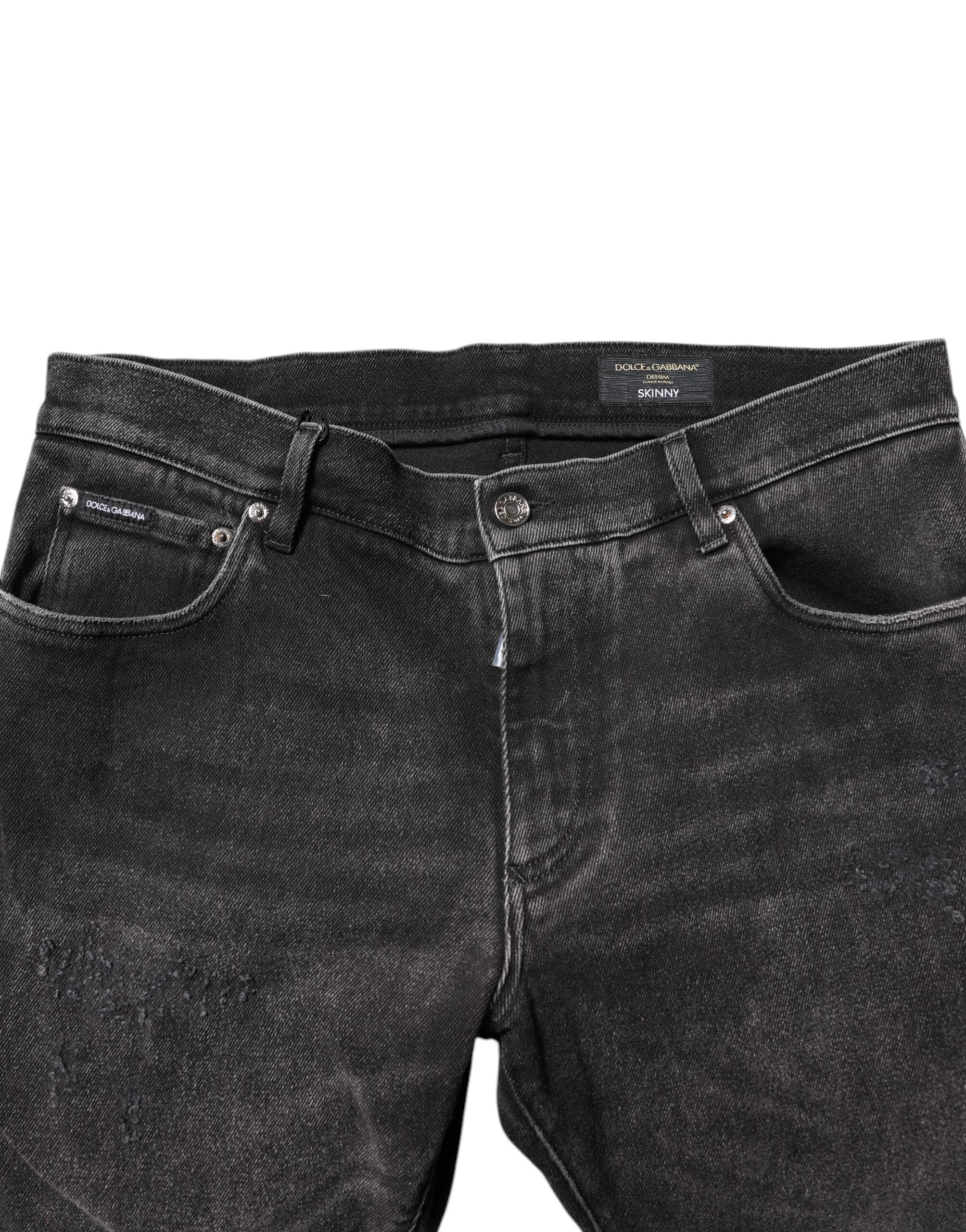 Dolce & Gabbana Grey Skinny Denim Jeans in Washed Cotton-5