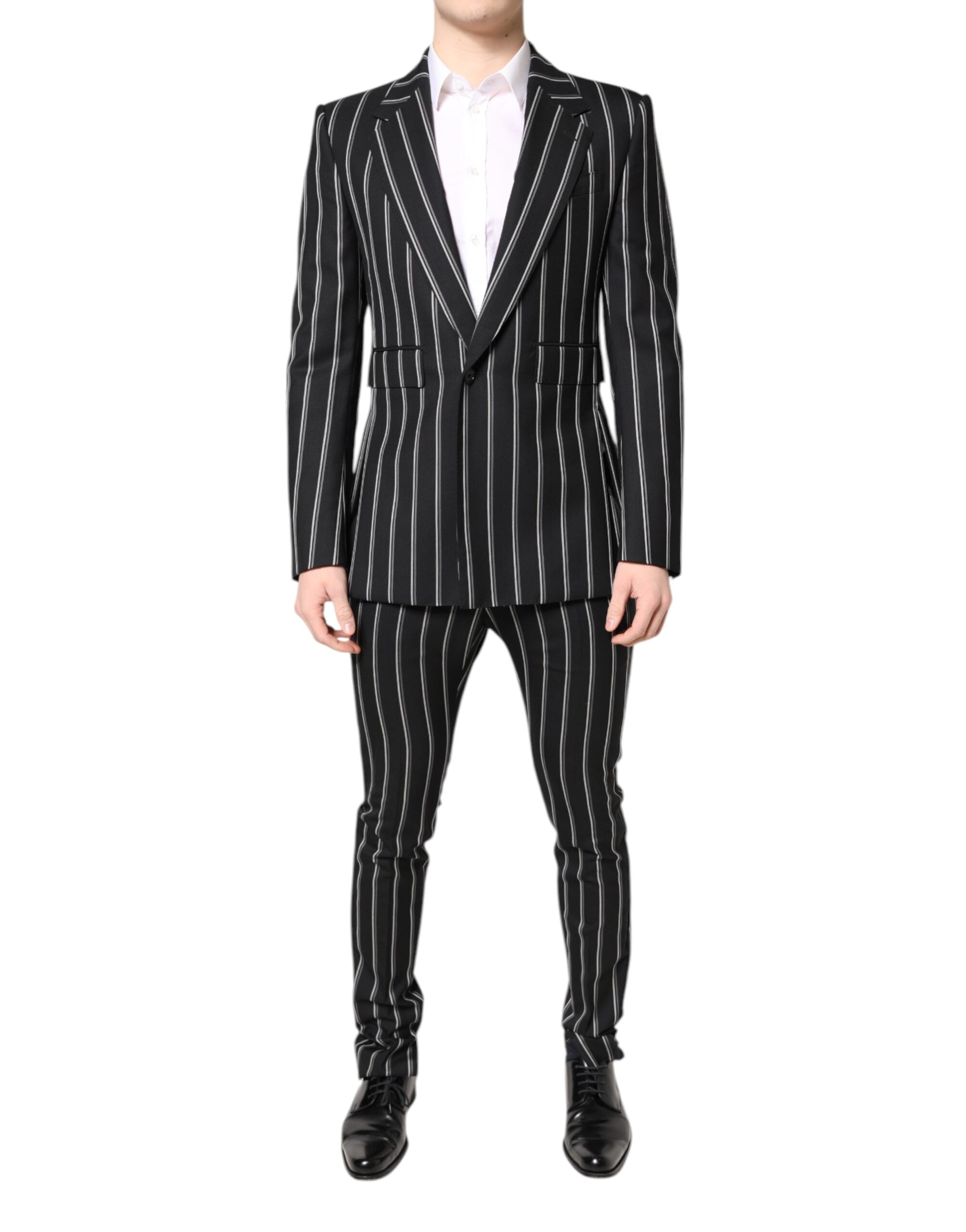 Dolce & Gabbana Black Striped SICILIA Formal 2 Piece Suit-2