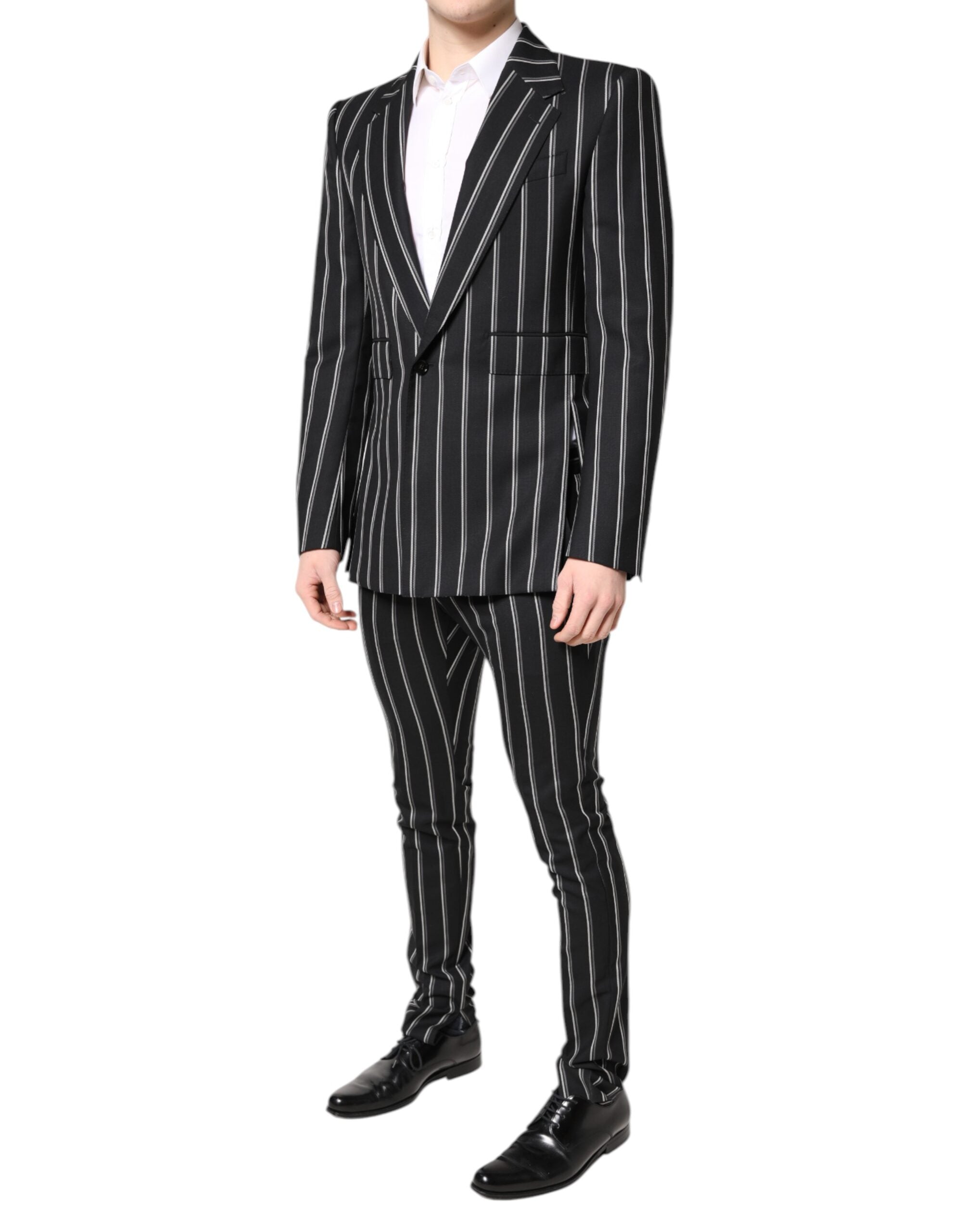 Dolce & Gabbana Black Striped SICILIA Formal 2 Piece Suit-3