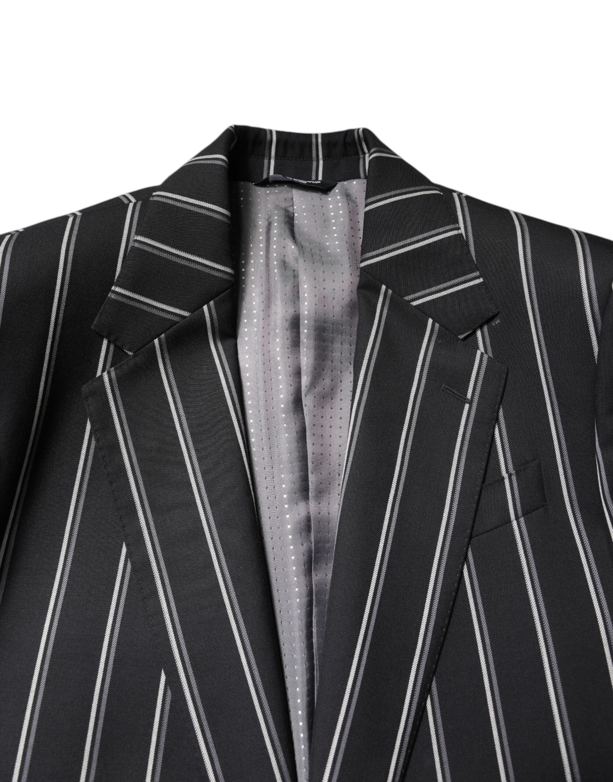 Dolce & Gabbana Black Striped SICILIA Formal 2 Piece Suit-5