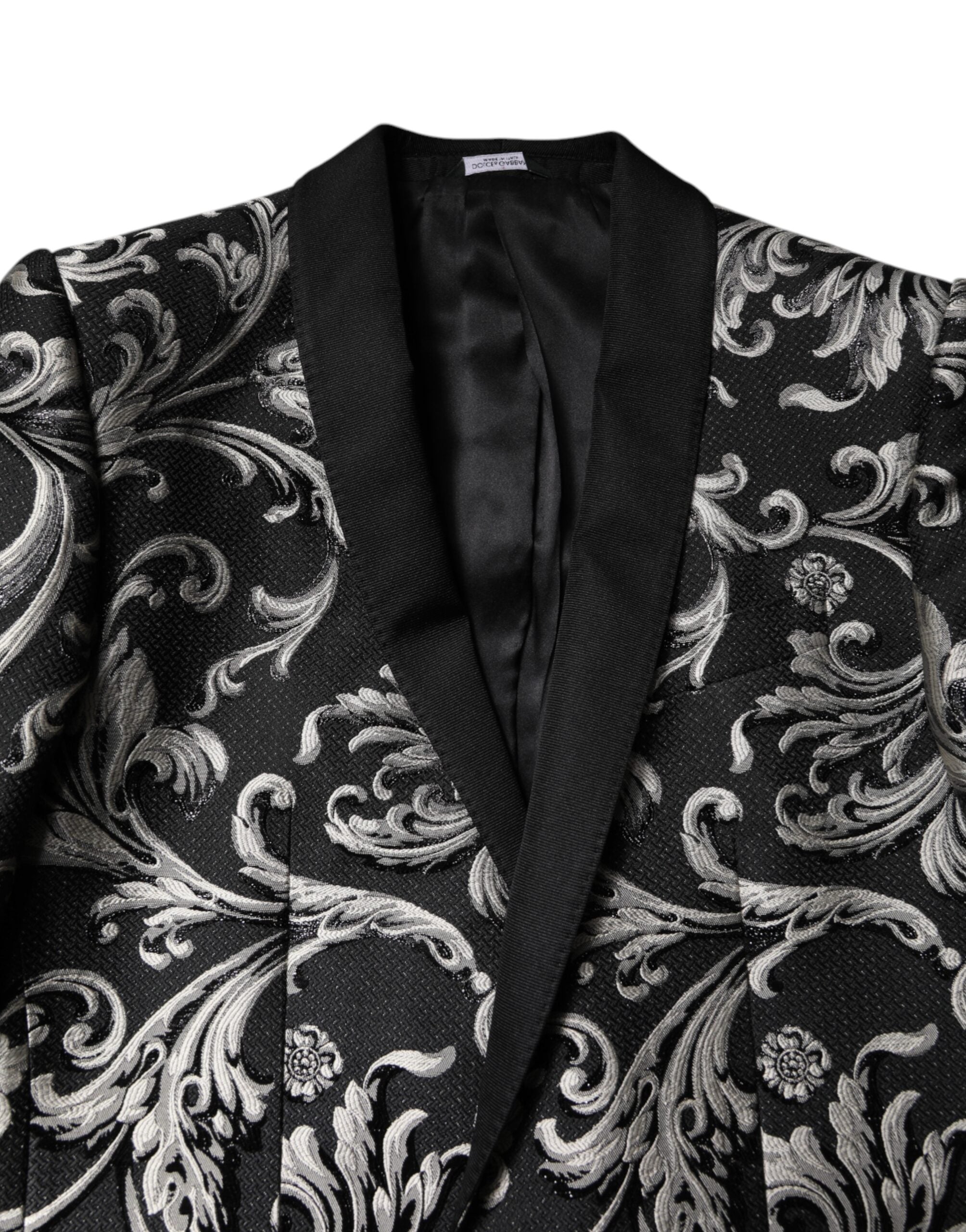 Traje de tres piezas MARTINI Jacquard negro y gris de Dolce & Gabbana para hombre-8