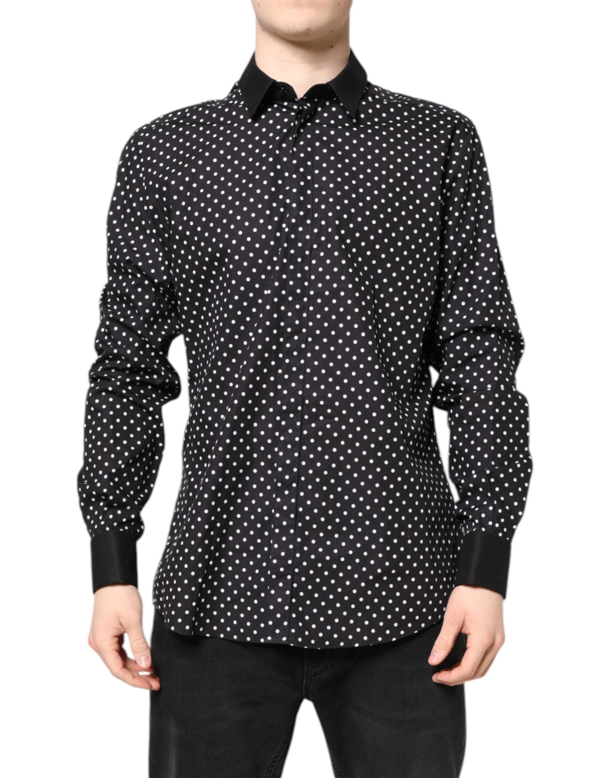 Dolce & Gabbana Black polka dot cotton shirt for formal occasions-1