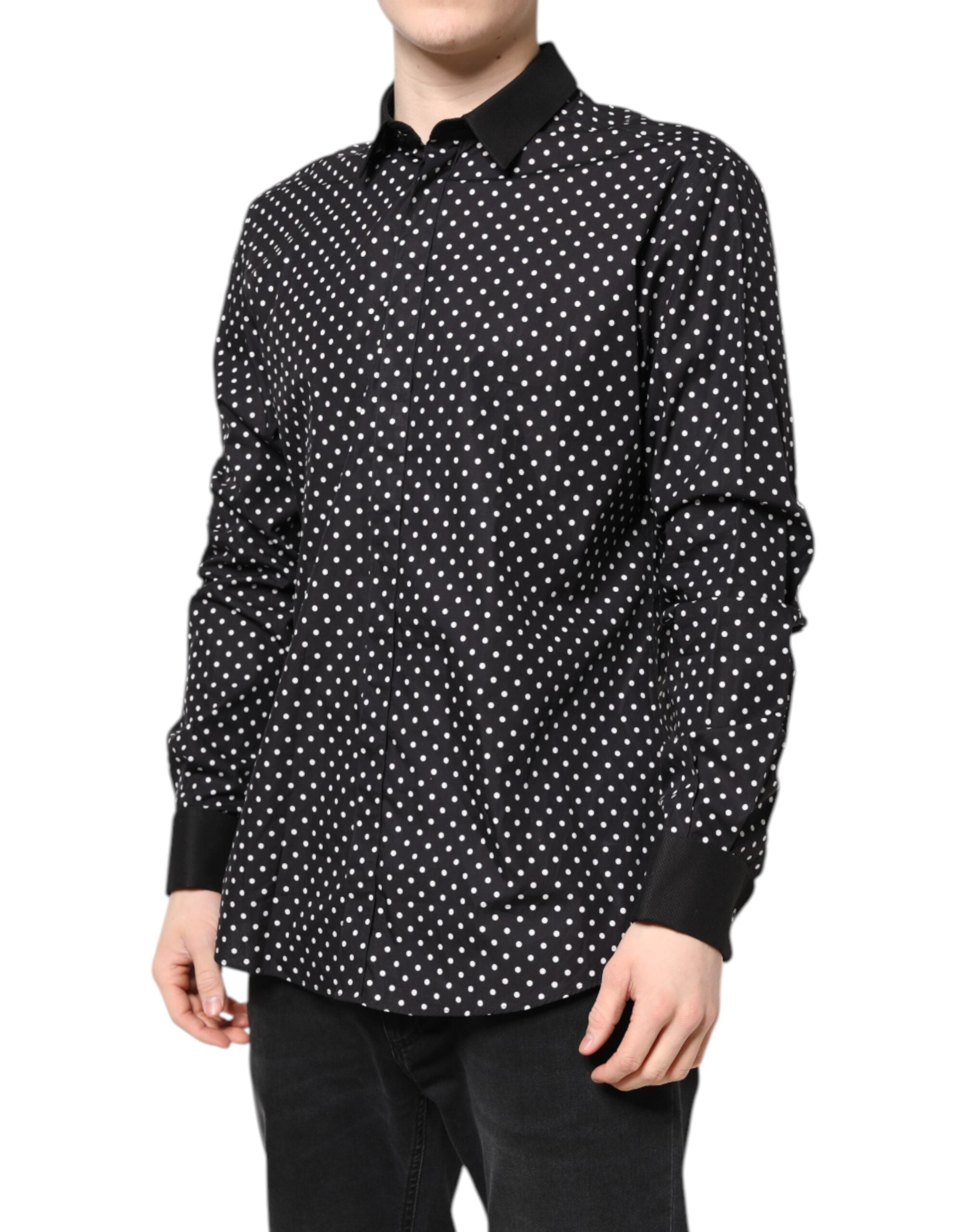 Dolce & Gabbana Black polka dot cotton shirt for formal occasions-3