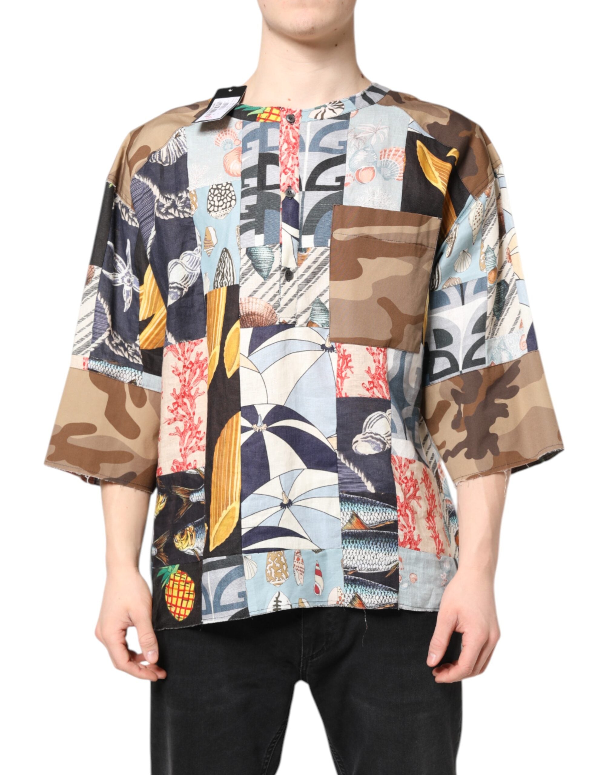 Dolce & Gabbana Multicolor Patchwork Short-Sleeved Shirt-2