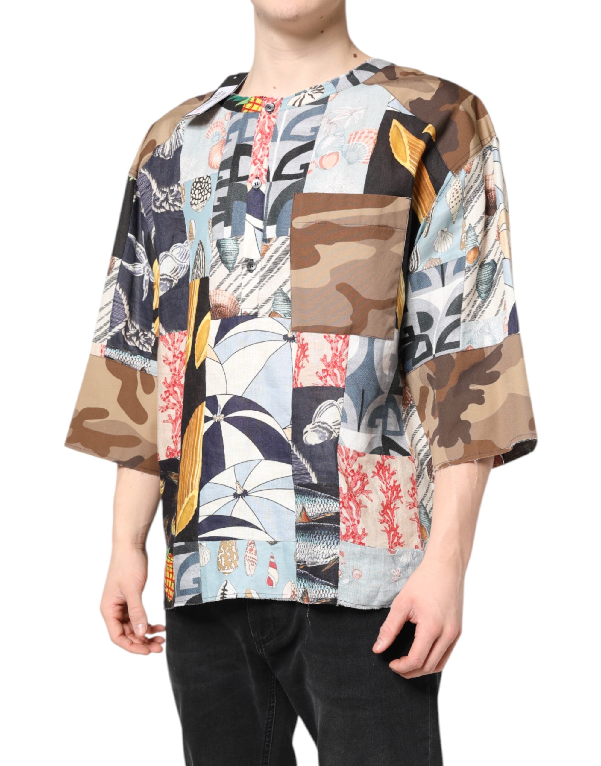 Dolce & Gabbana Multicolor Patchwork Short-Sleeved Shirt-3