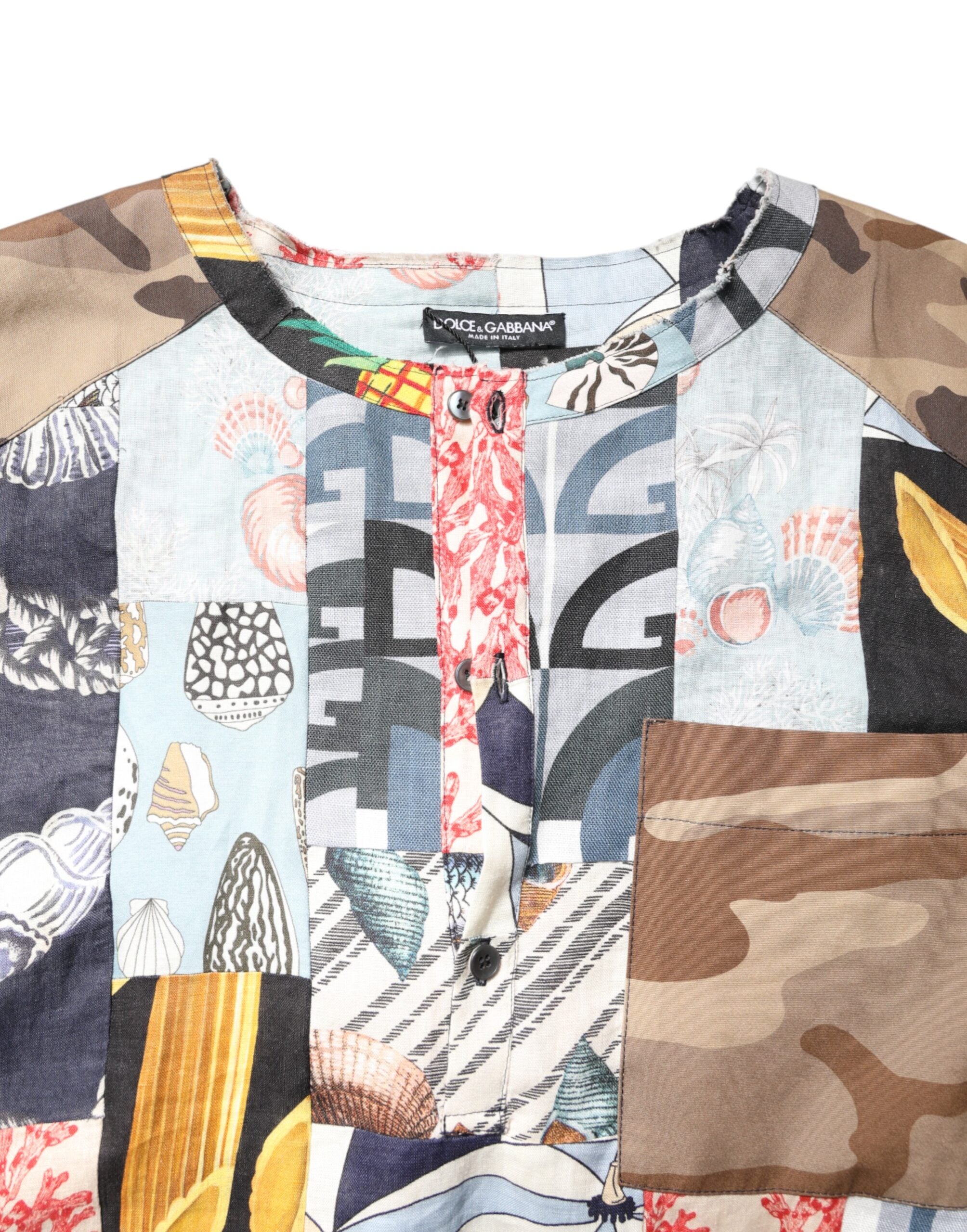 Dolce & Gabbana Multicolor Patchwork Short-Sleeved Shirt-5