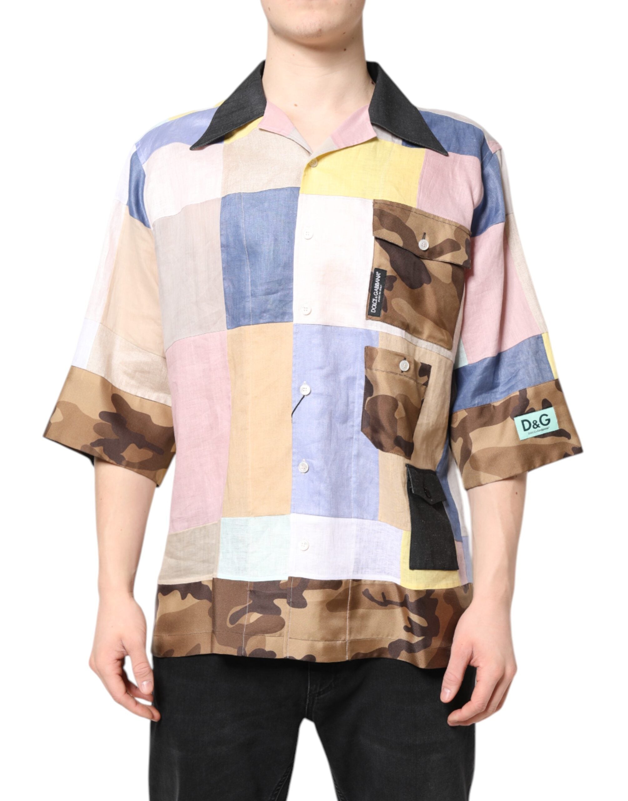 Dolce & Gabbana Multicolor Patchwork Short-Sleeved Shirt-2