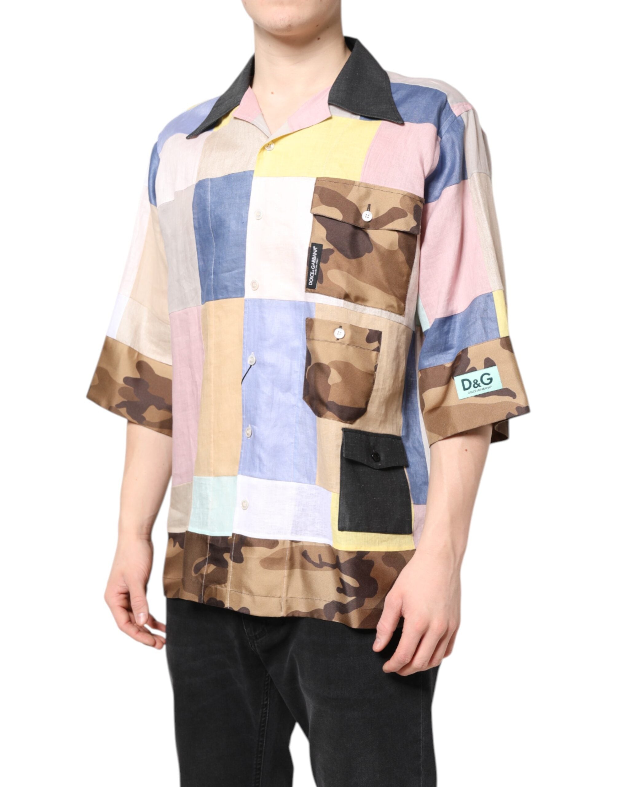 Dolce & Gabbana Multicolor Patchwork Short-Sleeved Shirt-3