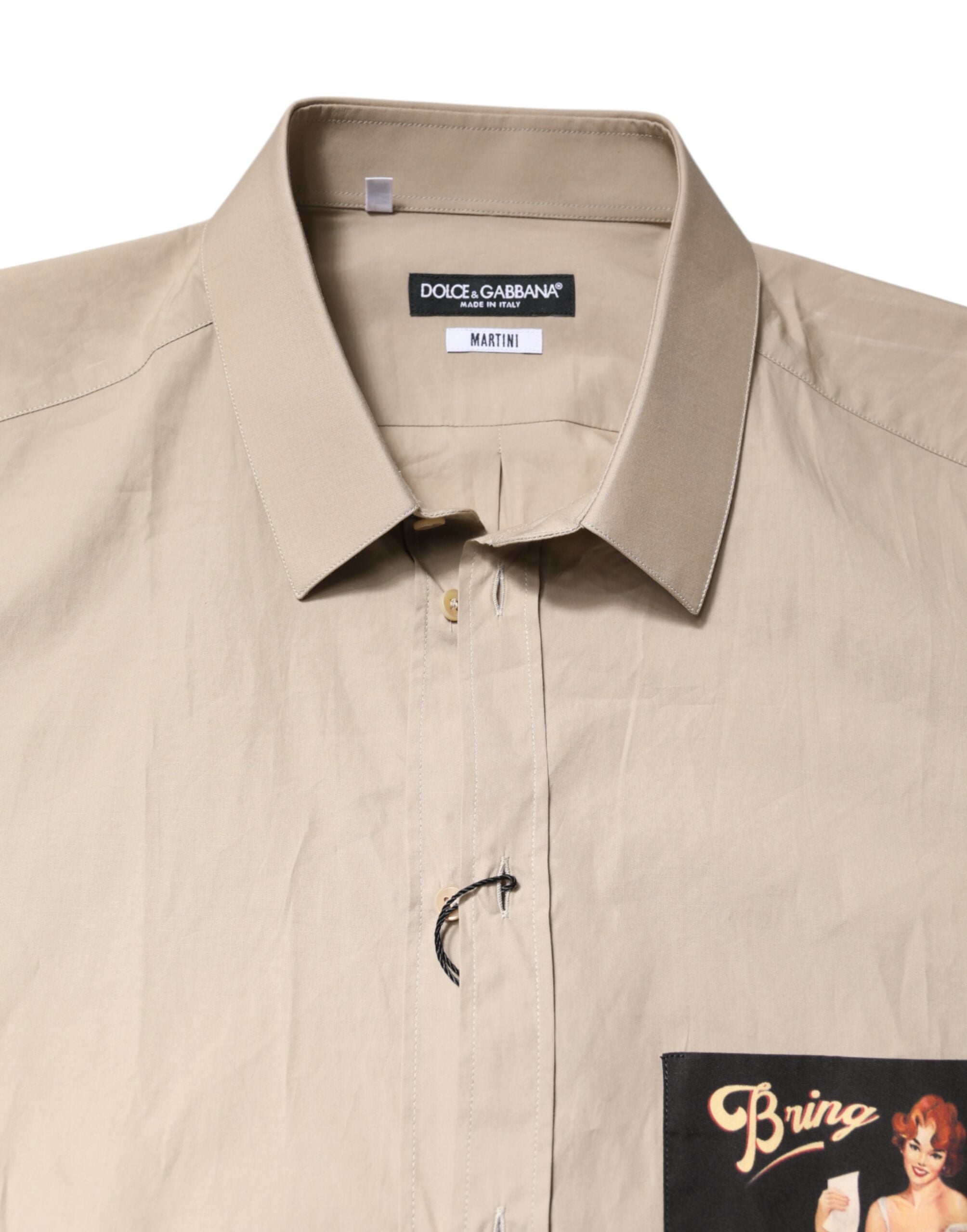 Dolce & Gabbana Beige Pin Up Print MARTINI Herren Freizeithemd-5