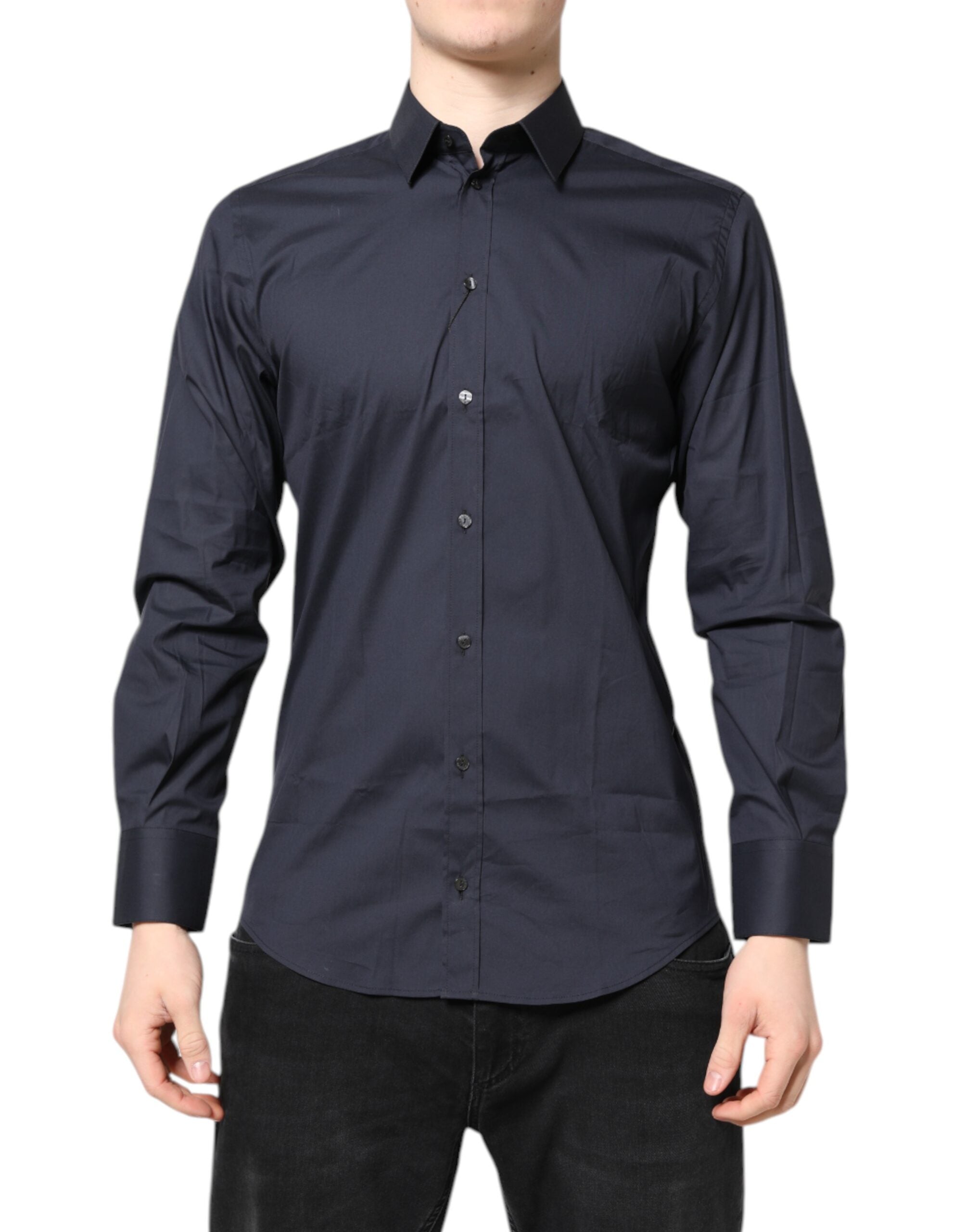 Vestido MARTINI azul oscuro de Dolce & Gabbana, camisa formal de algodón-1