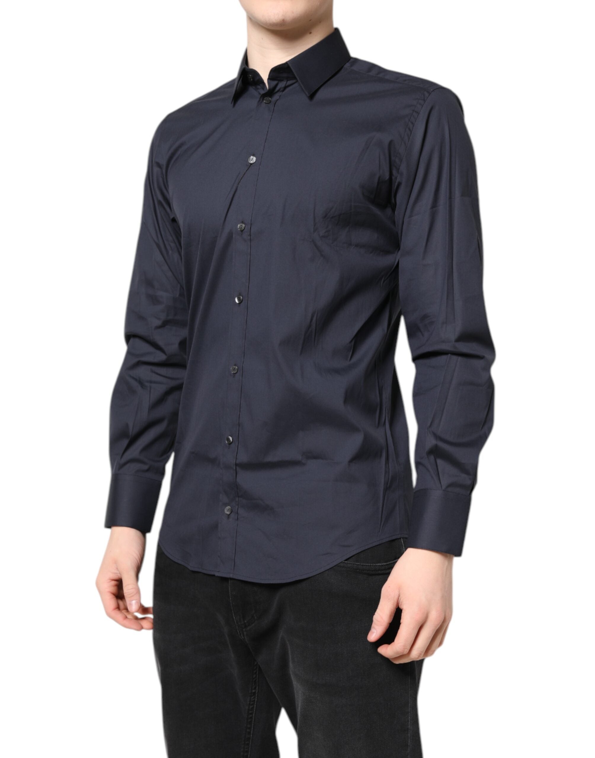 Vestido MARTINI azul oscuro de Dolce & Gabbana, camisa formal de algodón-3