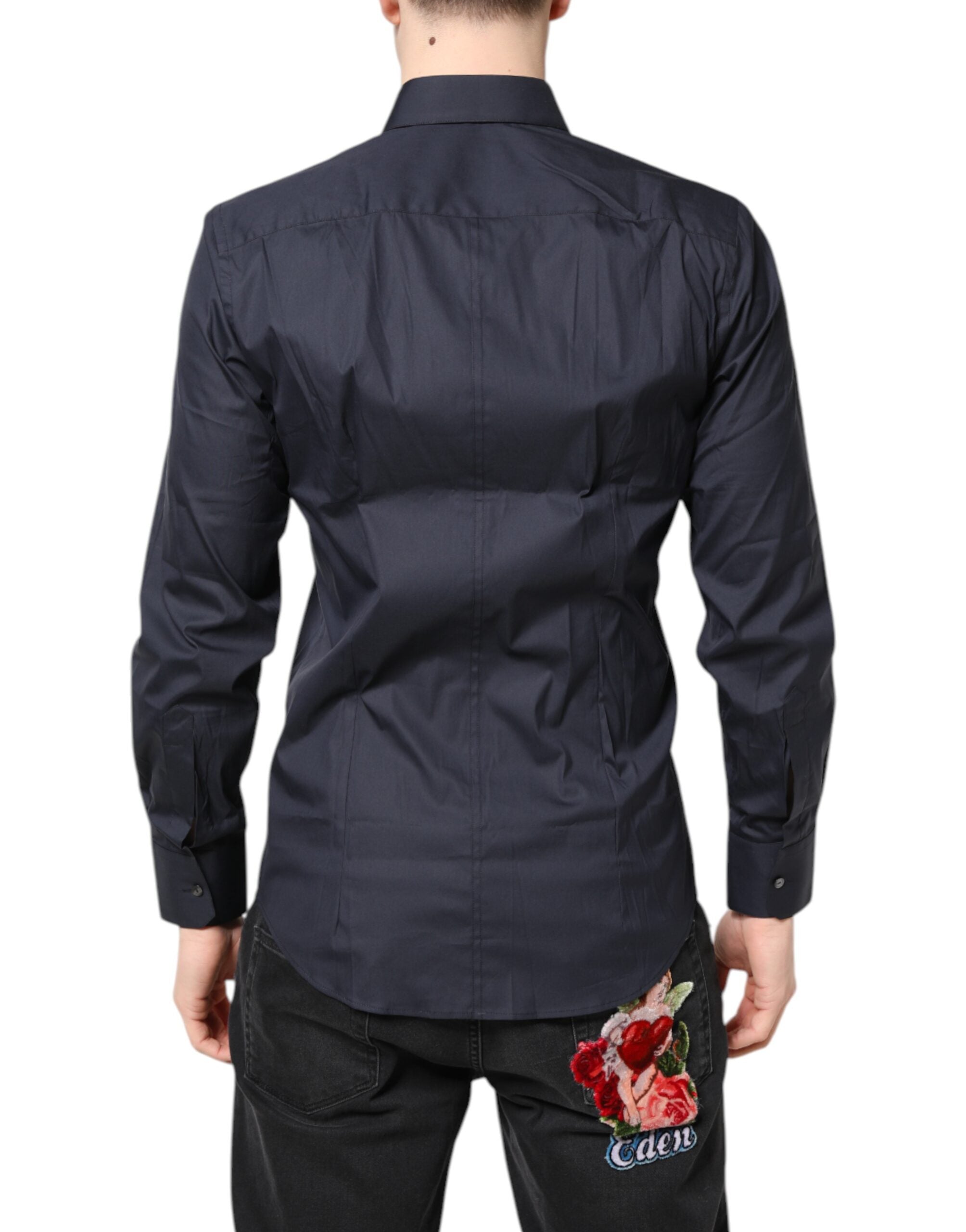 Vestido MARTINI azul oscuro de Dolce & Gabbana, camisa formal de algodón-4