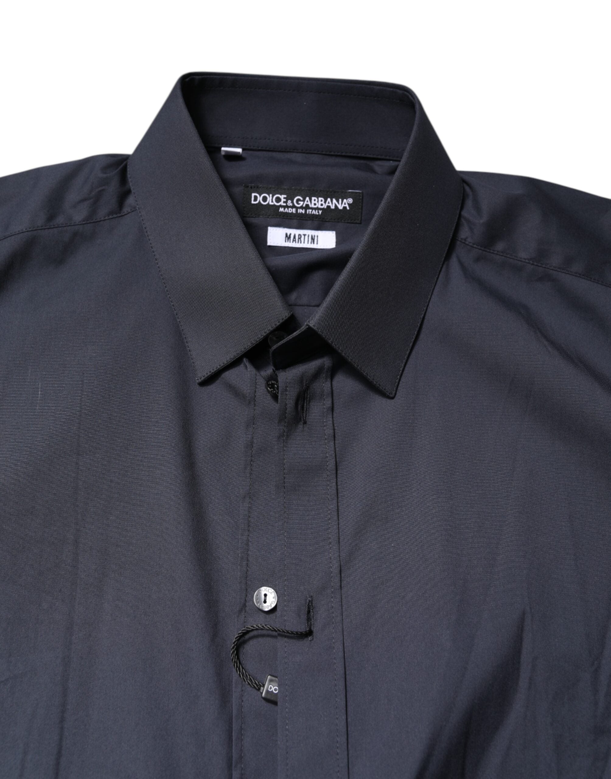 Vestido MARTINI azul oscuro de Dolce & Gabbana, camisa formal de algodón-5