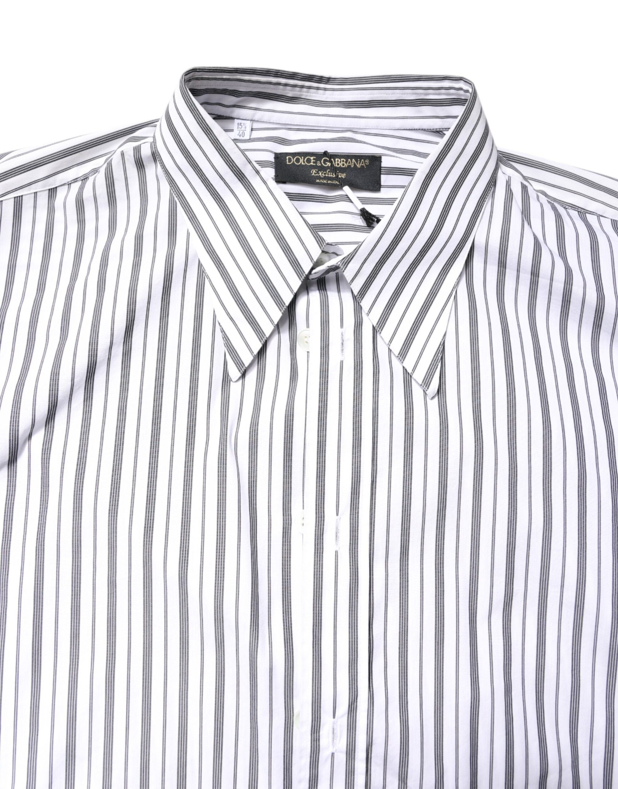 Dolce & Gabbana white and black striped button-down casual shirt-5