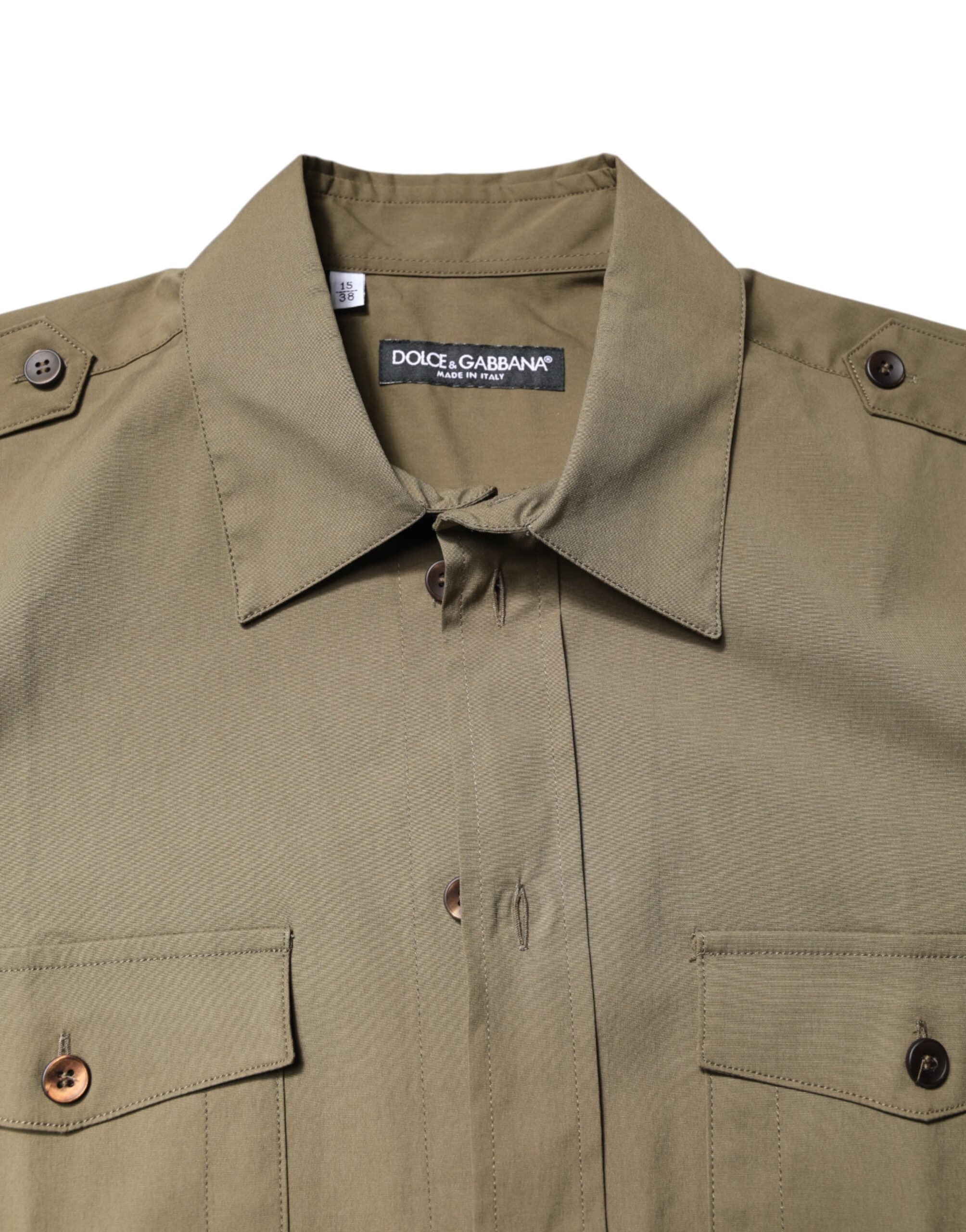 Dolce & Gabbana Brown Cotton Stretch Long Sleeve Shirt-5