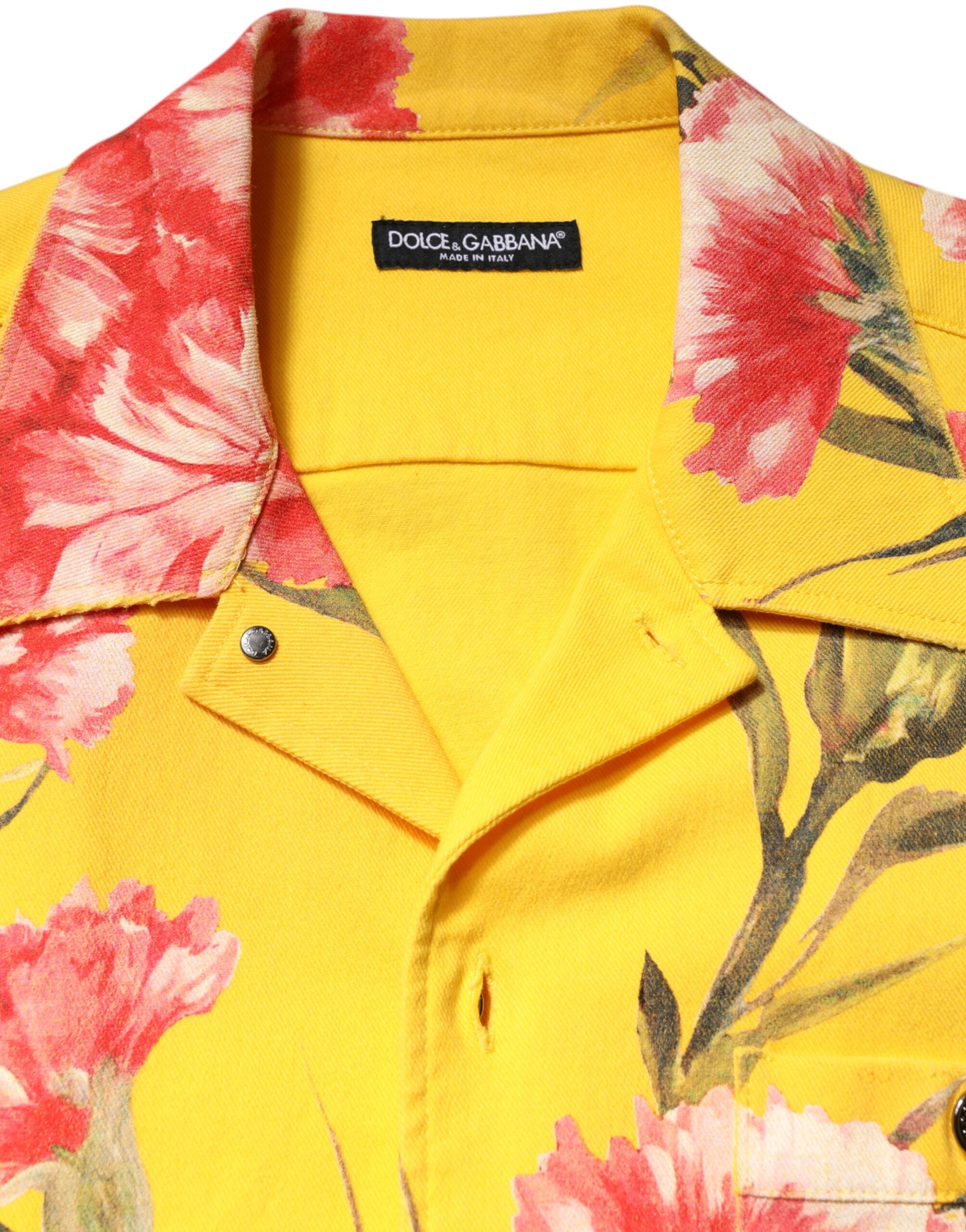 Dolce & Gabbana Yellow Floral Men's Button Down Casual Shirt-5