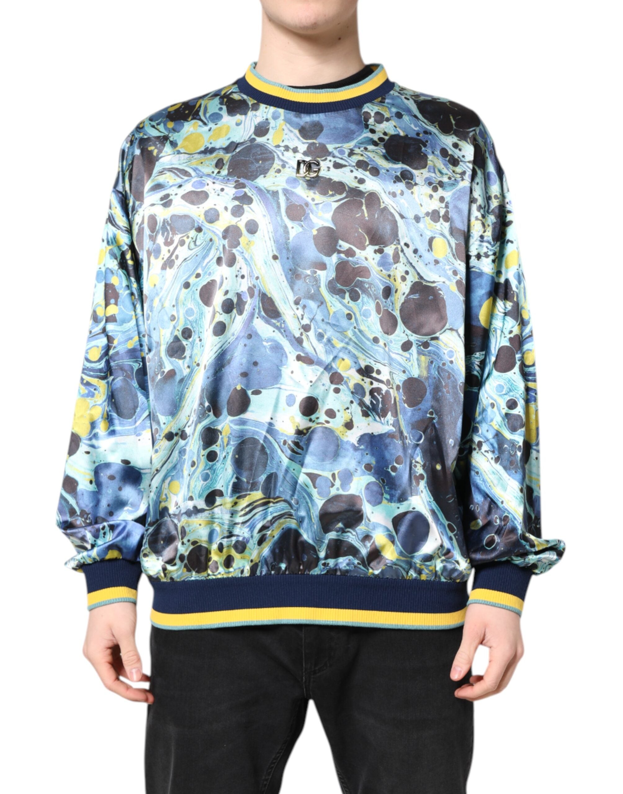 Dolce & Gabbana Multicolor Marble Print Men's Pullover Sweater-2