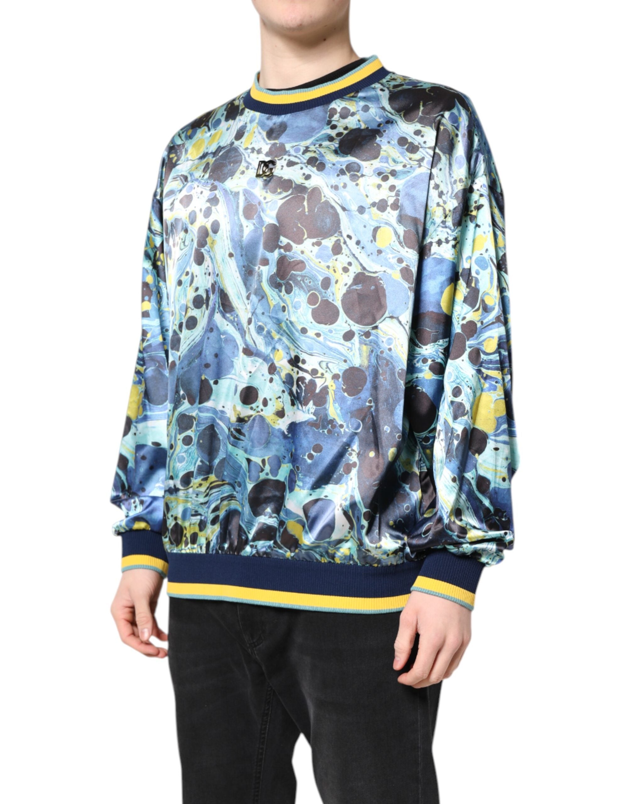 Dolce & Gabbana Multicolor Marble Print Men's Pullover Sweater-3